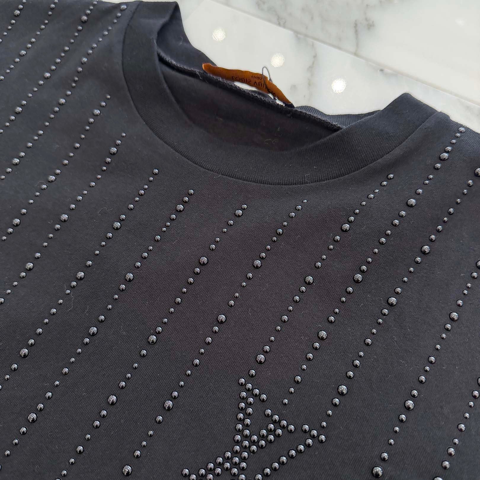 LOUIS VUITTON Crystal Embellished Cotton Tee 1AFYDX Size M ルイヴィトン クリスタル・エンベリッシュド コットン Tシャツ サイズM