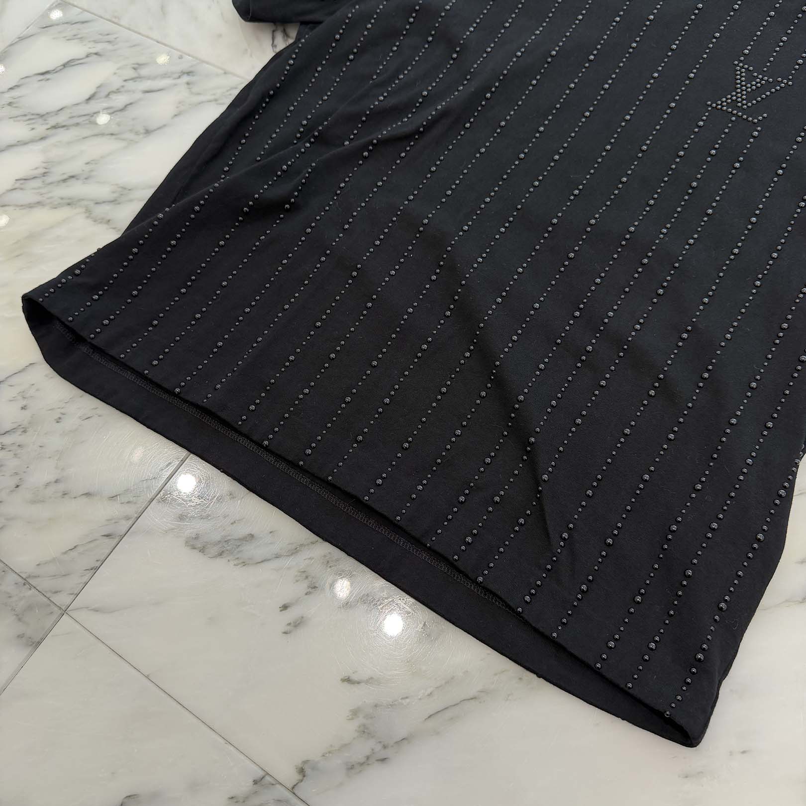LOUIS VUITTON Crystal Embellished Cotton Tee 1AFYDX Size M ルイヴィトン クリスタル・エンベリッシュド コットン Tシャツ サイズM