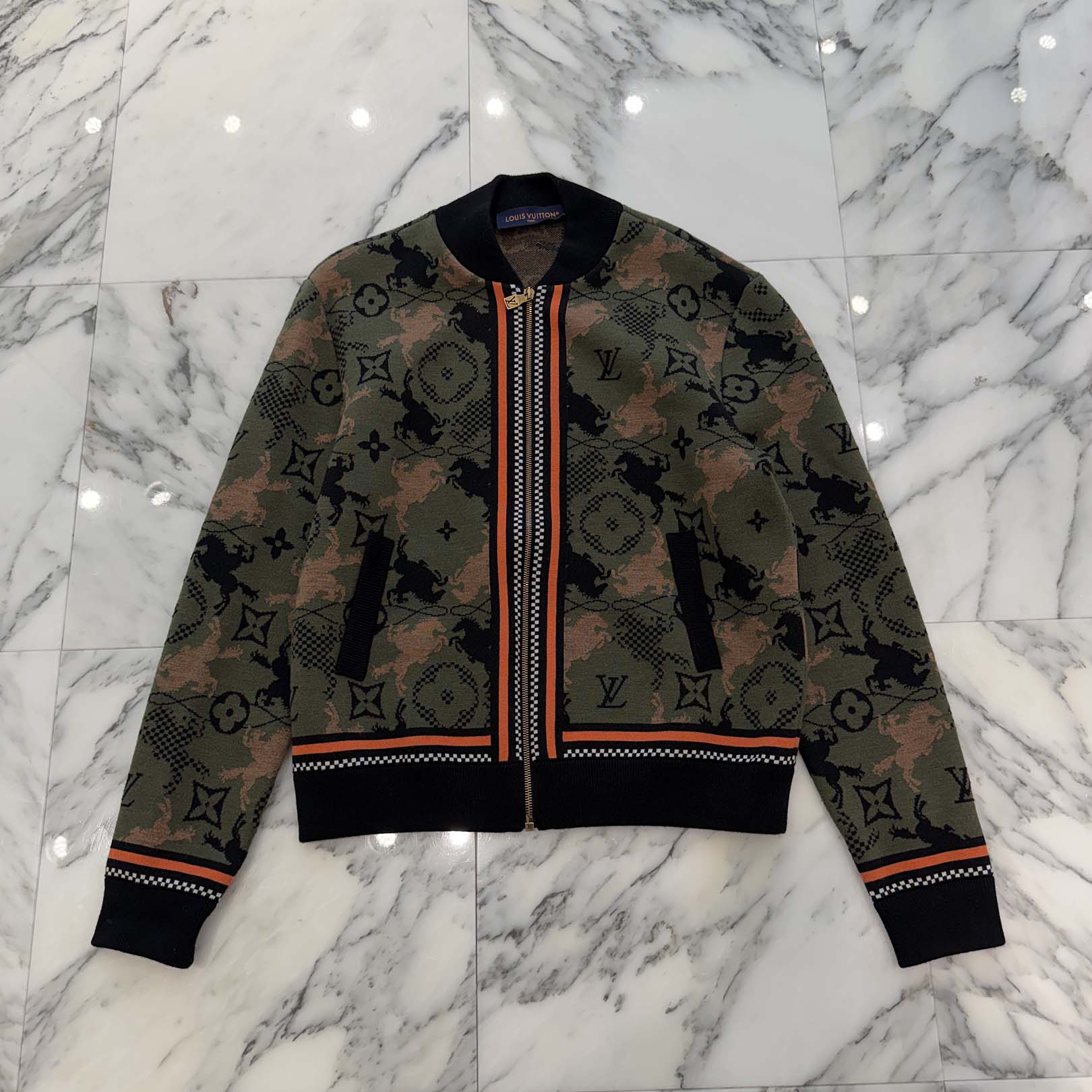 LOUIS VUITTON 2024AW Wool Jacquard Monogram Zip Up Jacket HRN84W Size S ルイヴィトン ウールジャカード モノグラム ジップアップ ジャケット サイズS