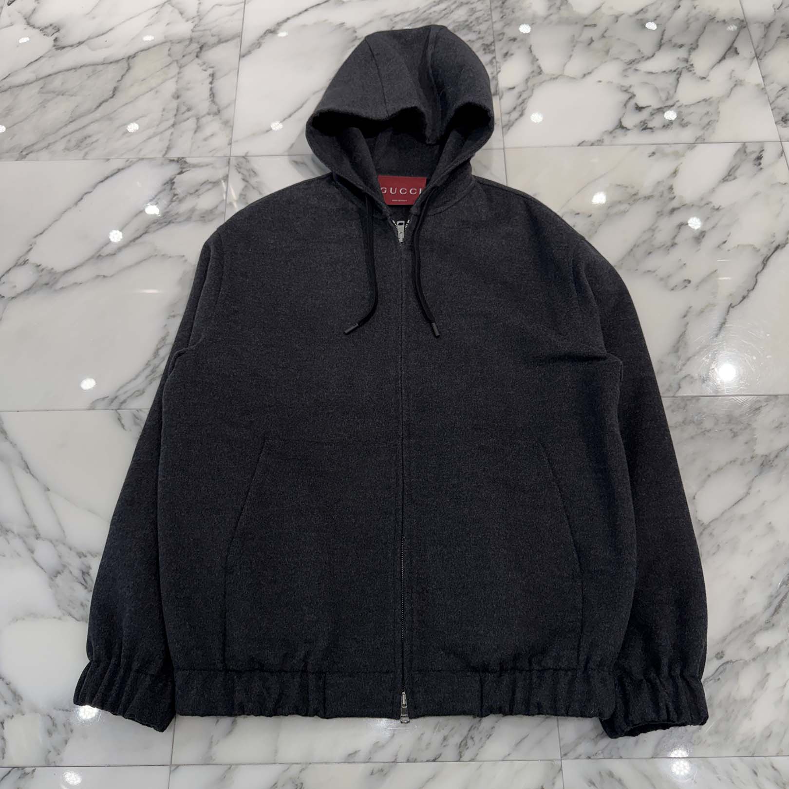 GUCCI 2024AW Back Logo Wool Hooded Zip Up Jacket 795689 Size 44 グッチ バックロゴ ウールフーデット ジップアップ ジャケット サイズ44