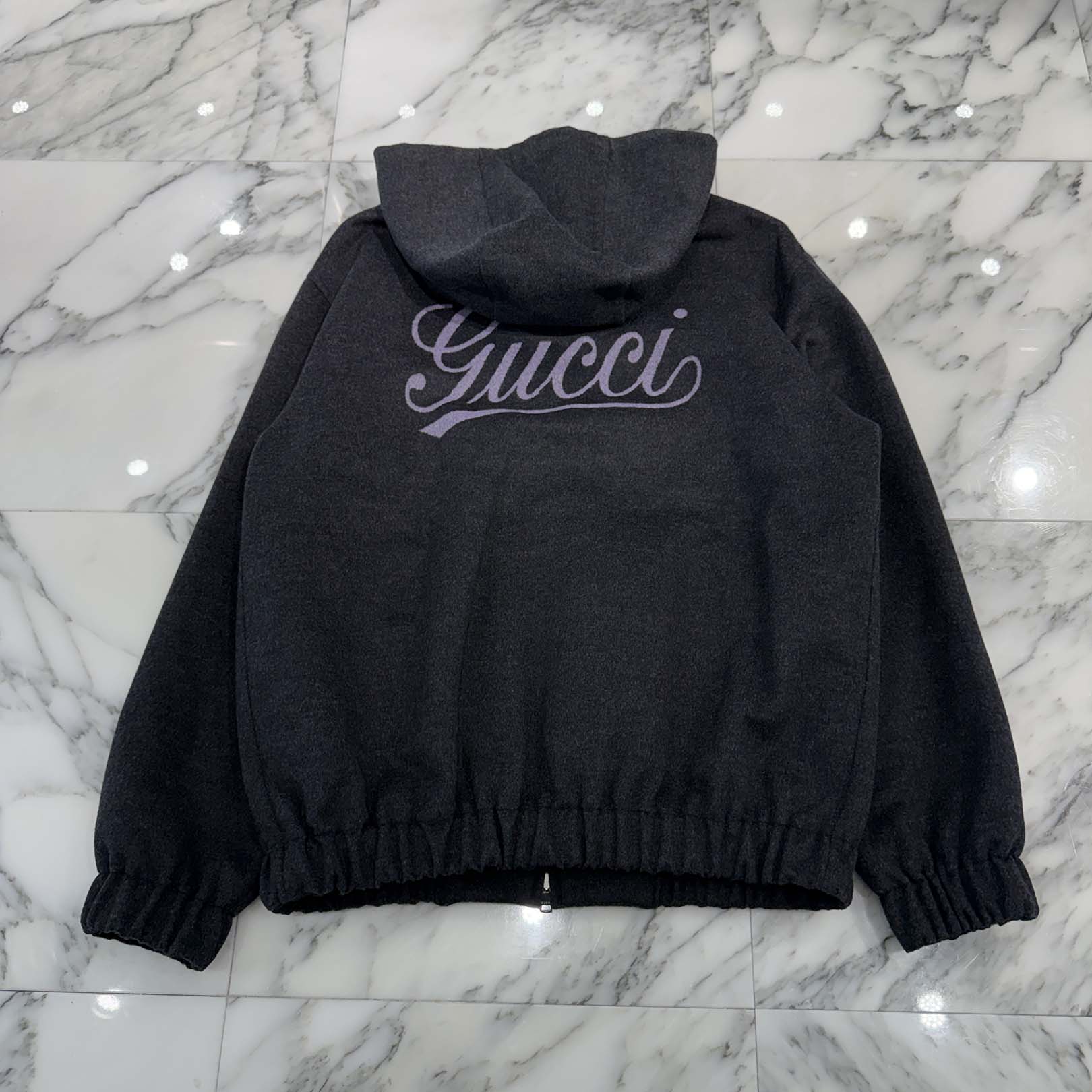 GUCCI 2024AW Back Logo Wool Hooded Zip Up Jacket 795689 Size 44 グッチ バックロゴ ウールフーデット ジップアップ ジャケット サイズ44