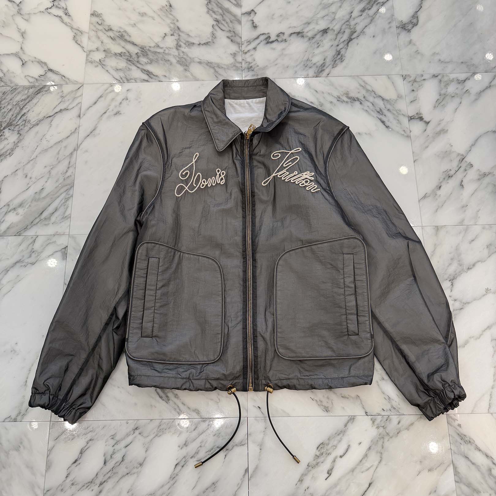 LOUIS VUITTON 2024SS Embroidered Signature Nylon Blouson Jacket HRB08W Size 46 ルイヴィトン エンブロイダード シグネチャー ナイロンブルゾン ジャケット サイズ46