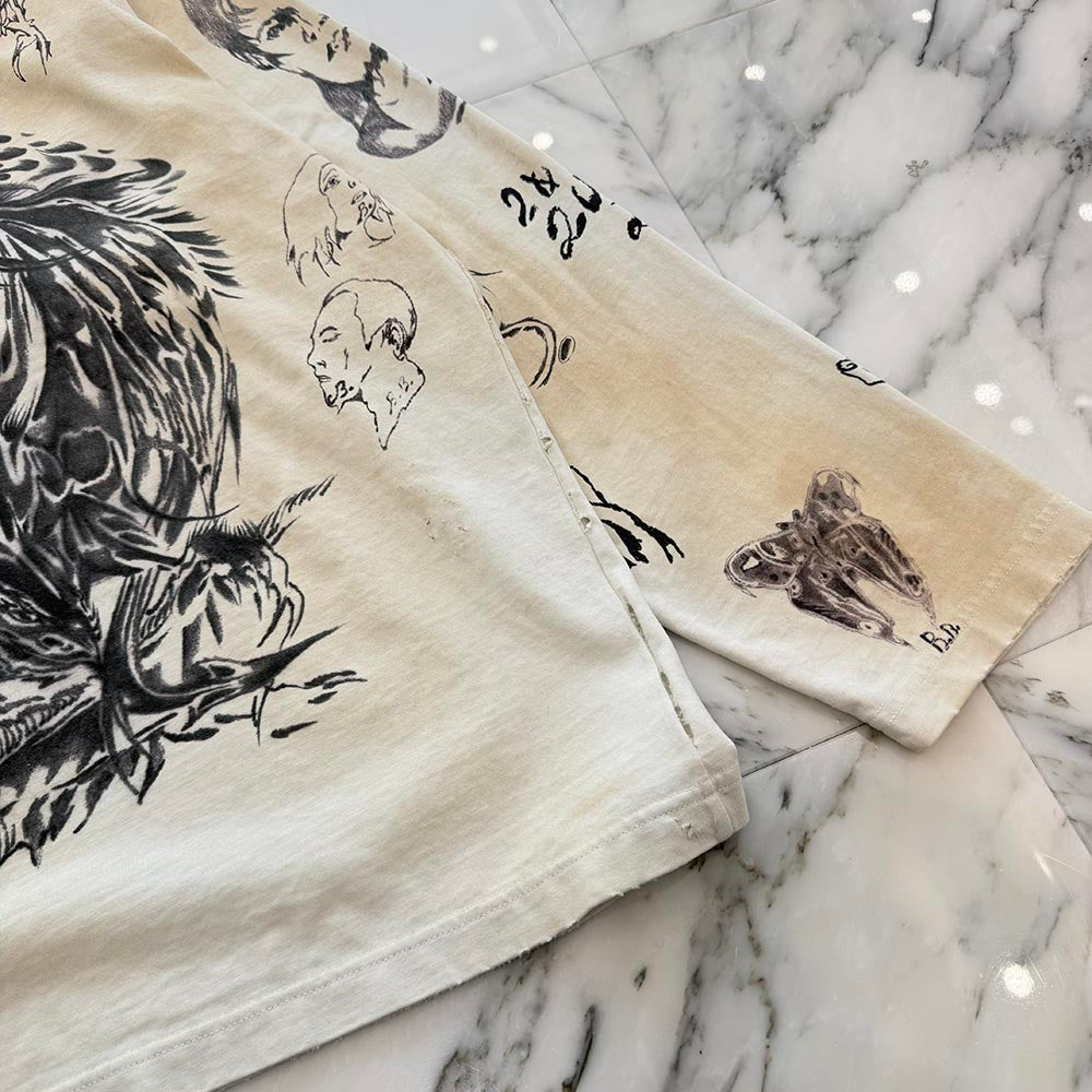 BALENCIAGA 2024SS Tattoo Distressed Graphic Long Sleeve Tee 790365 TQVR1 Size L バレンシアガ タトゥー ディストレス グラフィックロングスリーブTシャツ サイズL
