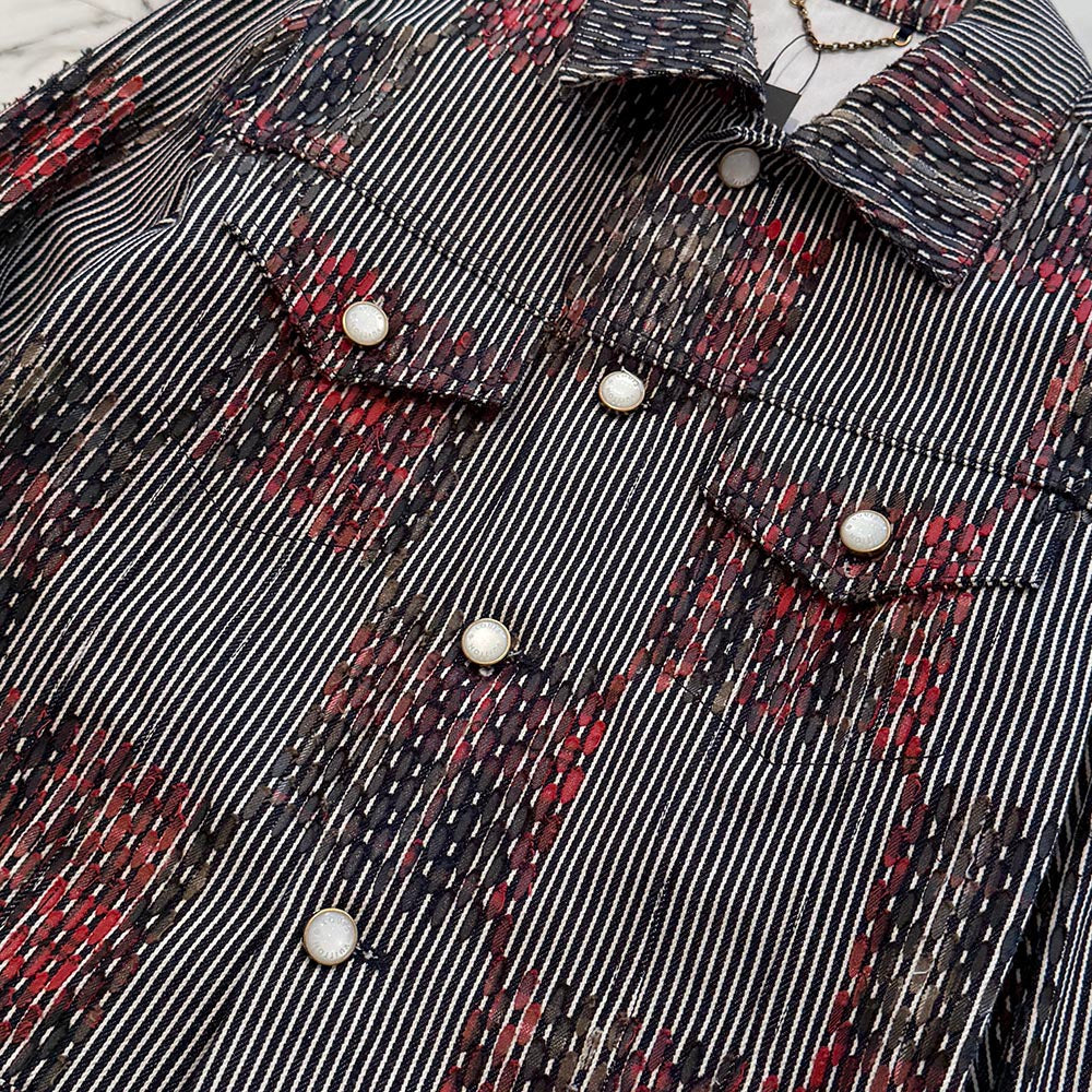 LOUIS VUITTON 2021SS Hickory Damier Denim Jacket HRA76W Size 46