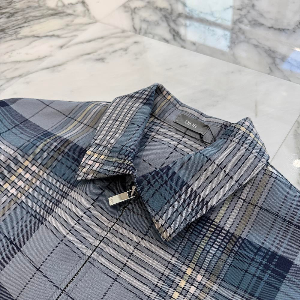 DIOR 2025SS Check Wool Zip Up Shirt Jacket 513C540A6474 Size 44 ディオール チェック ウール ジップアップ シャツ ジャケット サイズ44
