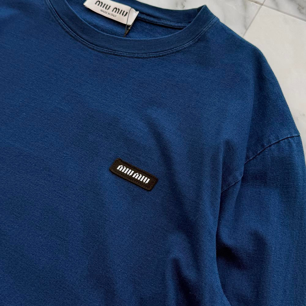 MIU MIU 2024SS Logo Patch Long Sleeve Tee MJE15 S000 15AW Size XL ミュウミュウ ロゴパッチ ロングスリーブ Tシャツ サイズXL