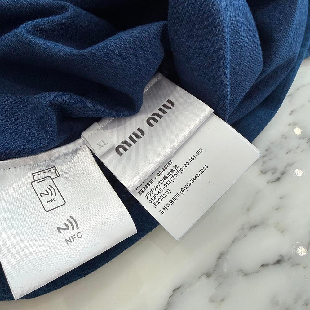 MIU MIU 2024SS Logo Patch Long Sleeve Tee MJE15 S000 15AW Size XL ミュウミュウ ロゴパッチ ロングスリーブ Tシャツ サイズXL