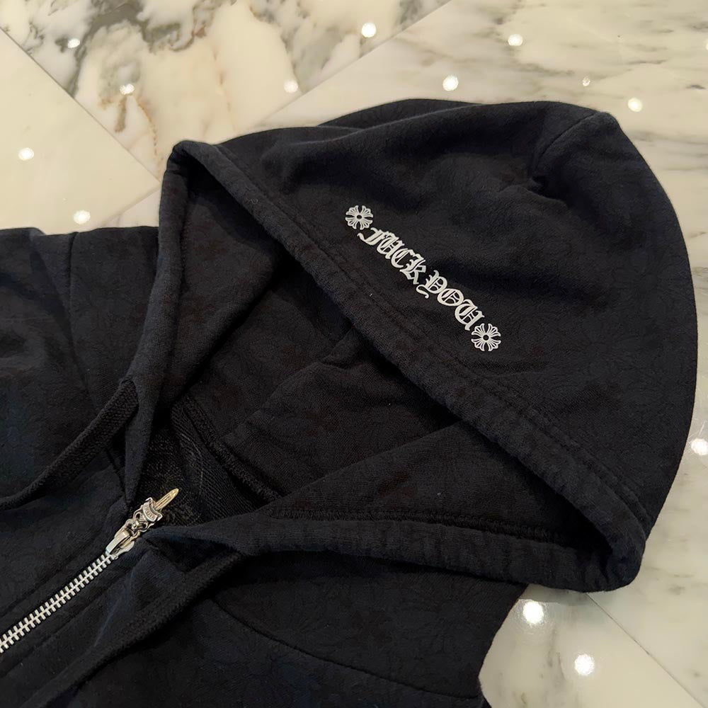 CHROME HEARTS Vertical Logo CH Plus Zip Up Hoodie Size XL クロムハーツ ヴァーティカルロゴ CHプラス総柄 ジップアップフーディ サイズXL