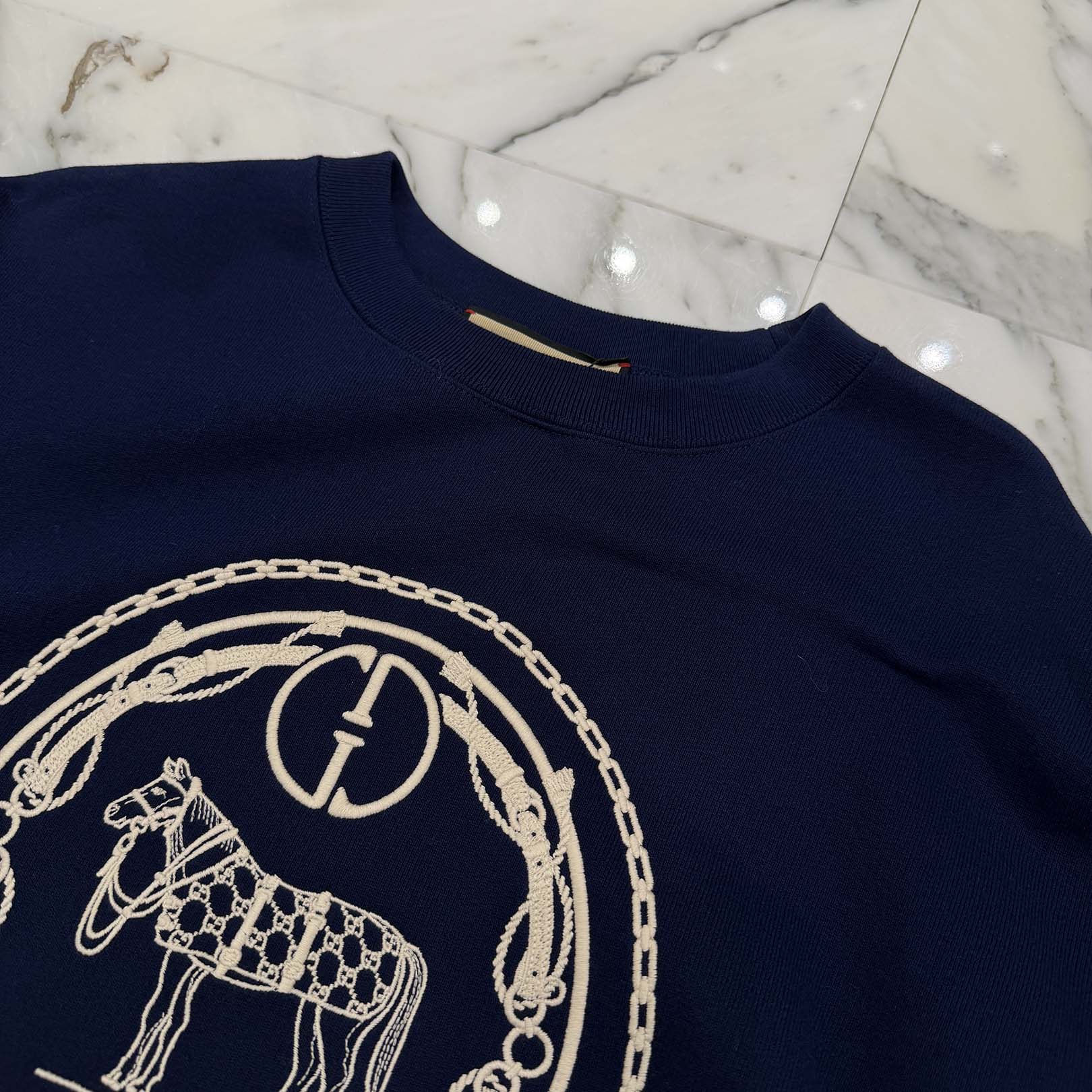 GUCCI 2024SS Horse Parade Embroidery Logo Crewneck Sweatshirt 768530 XJF67 Size XS グッチ ホースパレード刺繍ロゴ クルーネック スウェットシャツ サイズXS