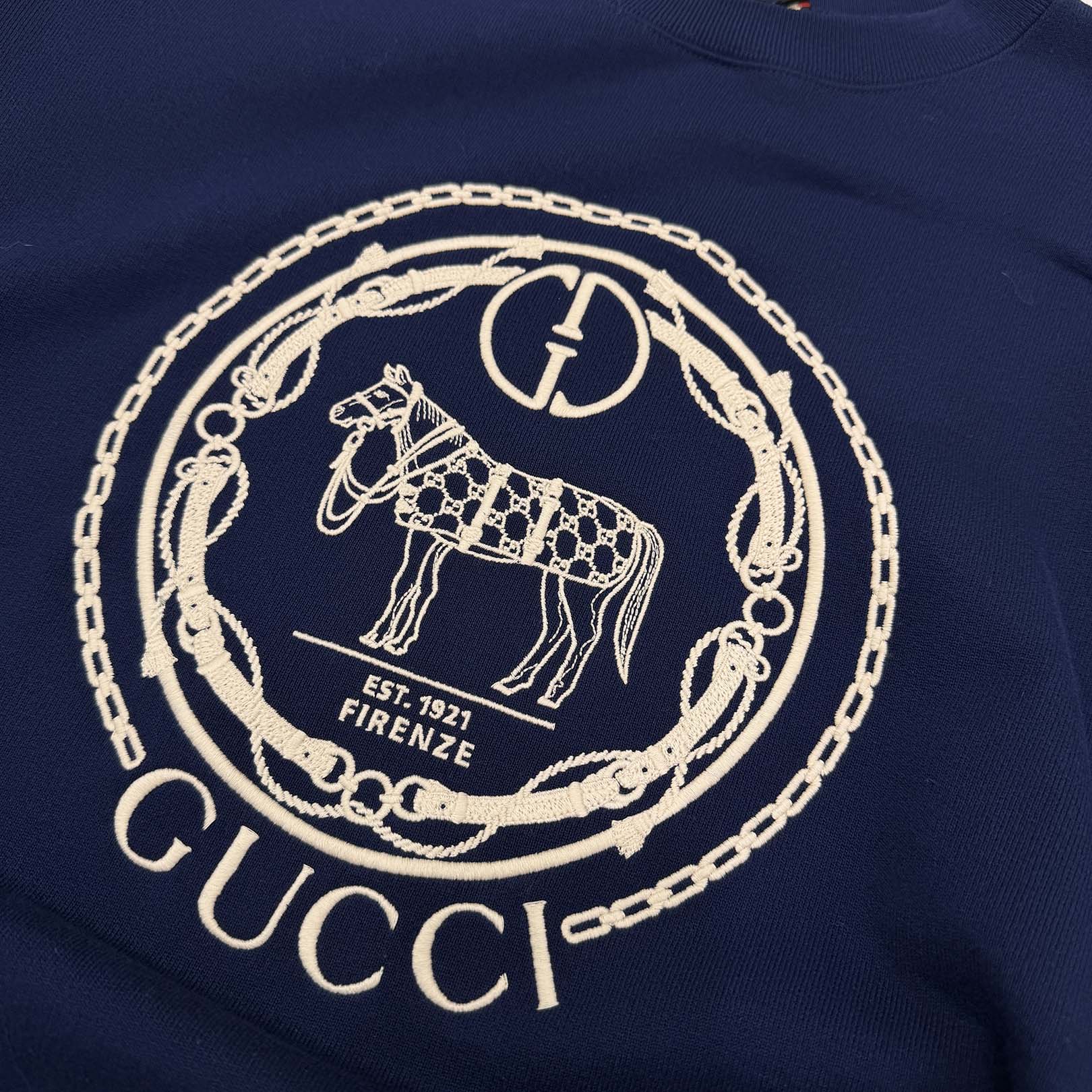 GUCCI 2024SS Horse Parade Embroidery Logo Crewneck Sweatshirt 768530 XJF67 Size XS グッチ ホースパレード刺繍ロゴ クルーネック スウェットシャツ サイズXS