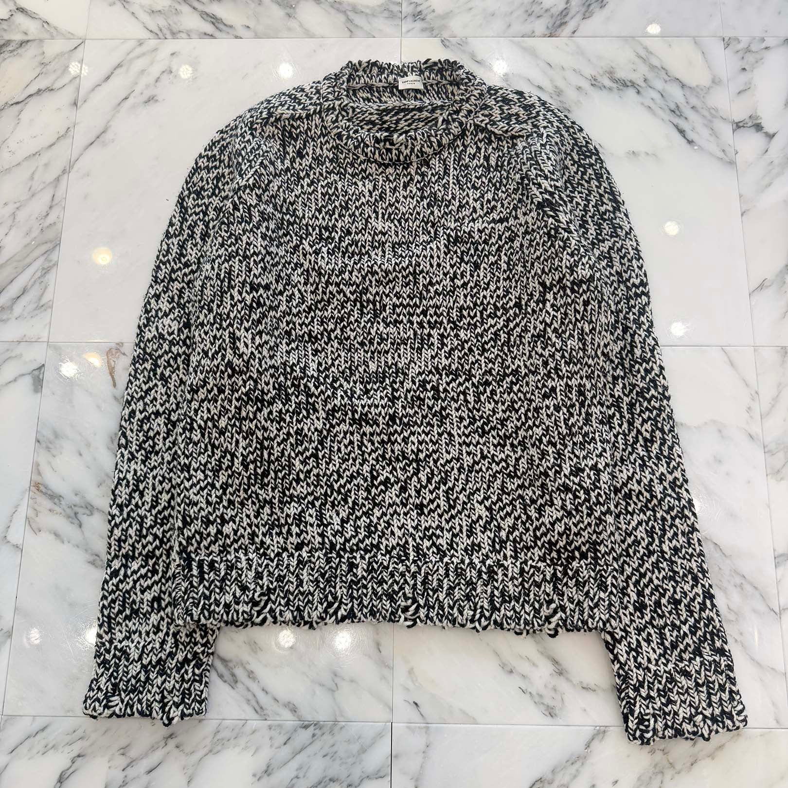 SAINT LAURENT 2023AW Wool Chevron Rib Knit Sweater 761910 Y76EV Size L サンローランパリ ウール シェブロンリブ ニットセーター サイズL