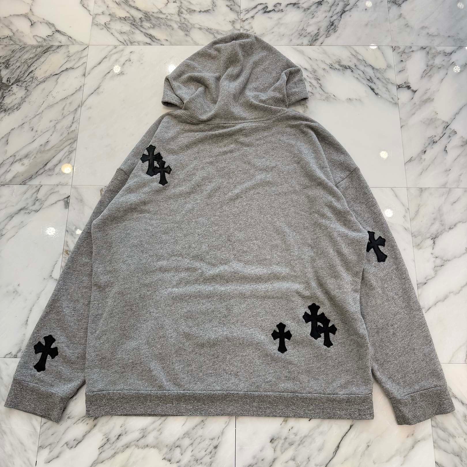 CHROME HEARTS Y NOT Cemetery Cross Leather Patch Pullover Hoodie Size M クロムハーツ ワイノット セメタリークロスレザーパッチ プルオーバーフーディ サイズM