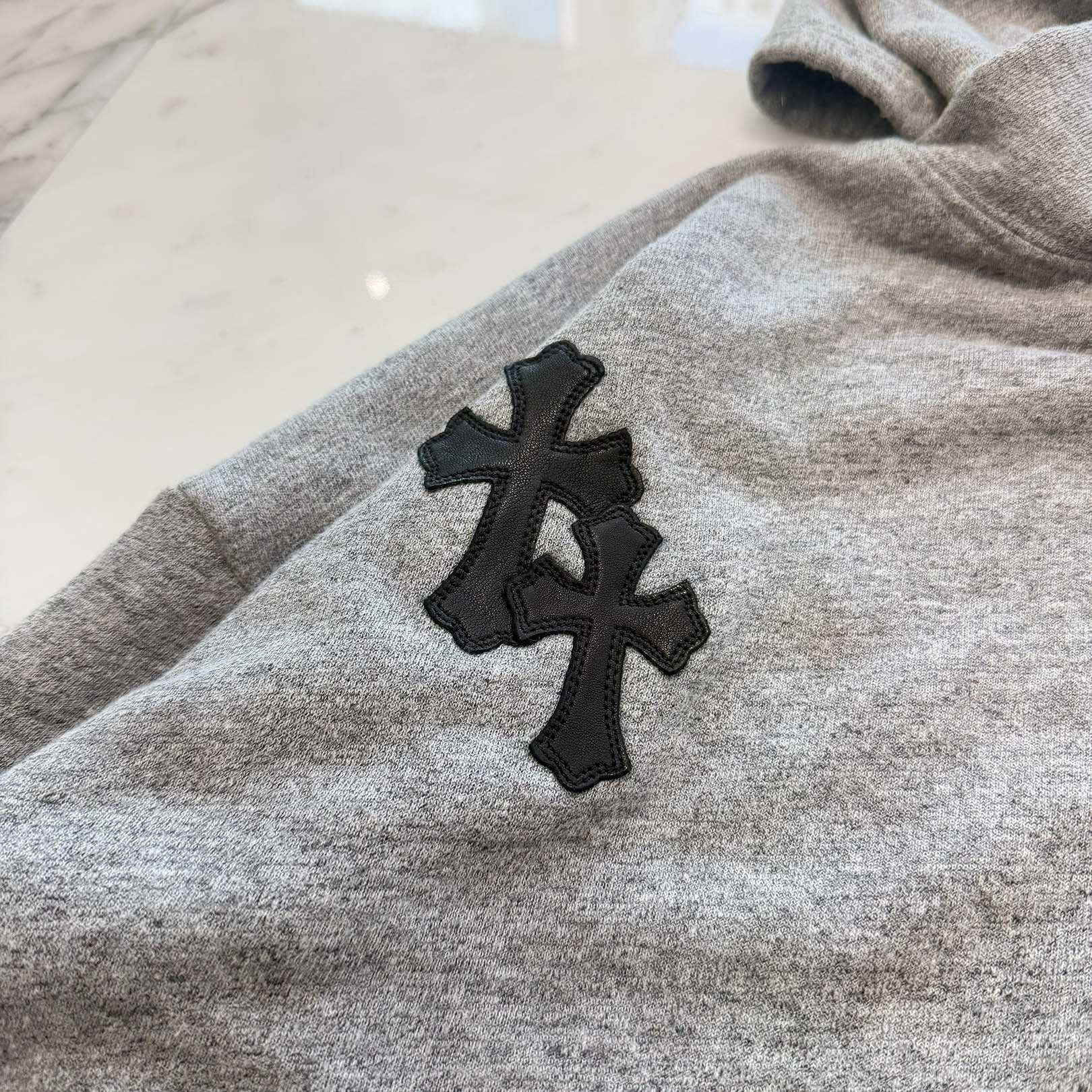 CHROME HEARTS Y NOT Cemetery Cross Leather Patch Pullover Hoodie Size M クロムハーツ ワイノット セメタリークロスレザーパッチ プルオーバーフーディ サイズM