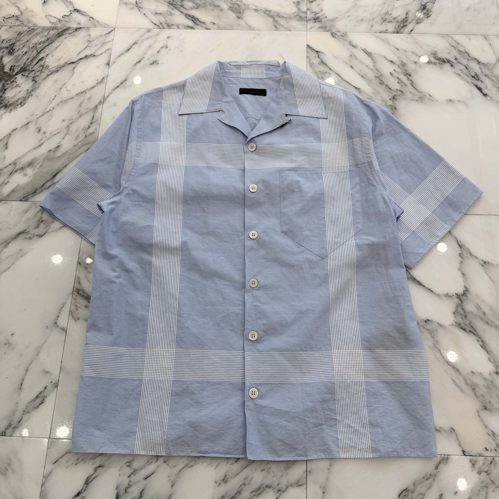 プラダ PRADA S／Sシャツ PRADA 2024SS Border Line Short Sleeve Shirt UCS510 S000 15KE Size