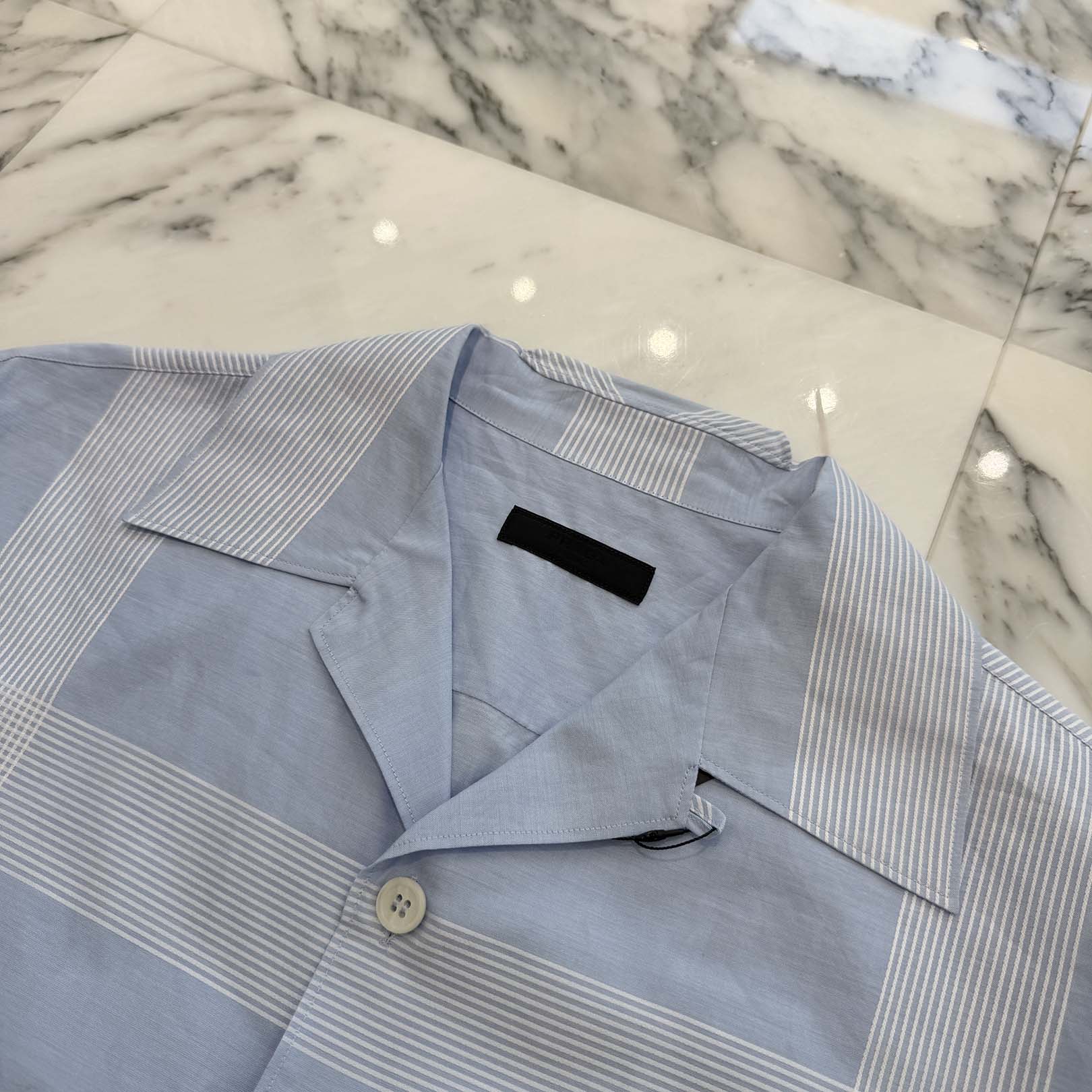PRADA 2024SS Border Line Short Sleeve Shirt UCS510 S000 15KE Size