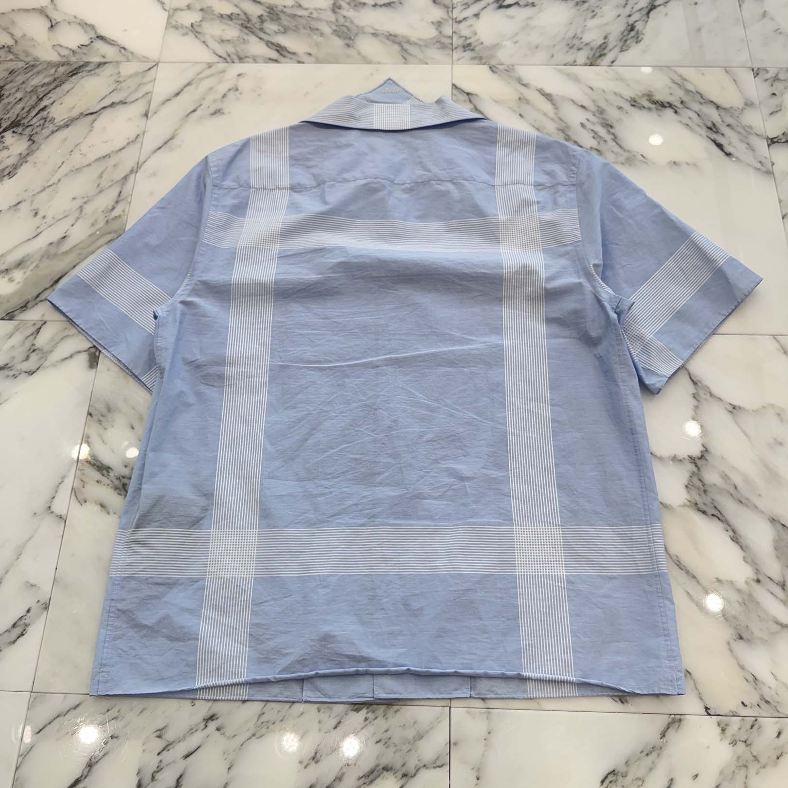 PRADA 2024SS Border Line Short Sleeve Shirt UCS510 S000 15KE Size S プラダ ボーダーライン ショートスリーブシャツ サイズS