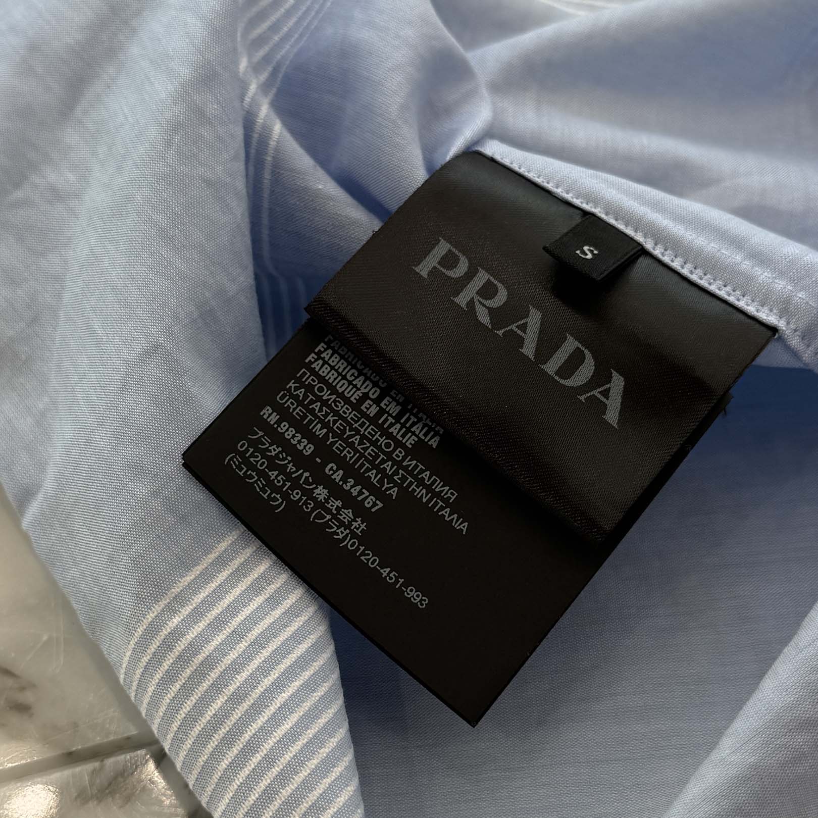 PRADA 2024SS Border Line Short Sleeve Shirt UCS510 S000 15KE Size