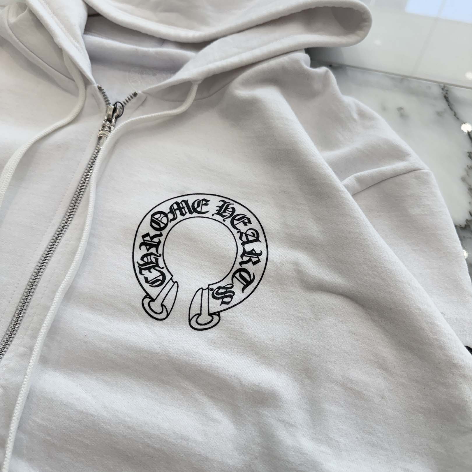 CHROME HEARTS Floral Cross Horseshoe Zip Up Hoodie Size L クロムハーツ フローラルクロス ホースシュー ジップアップフーディ サイズL