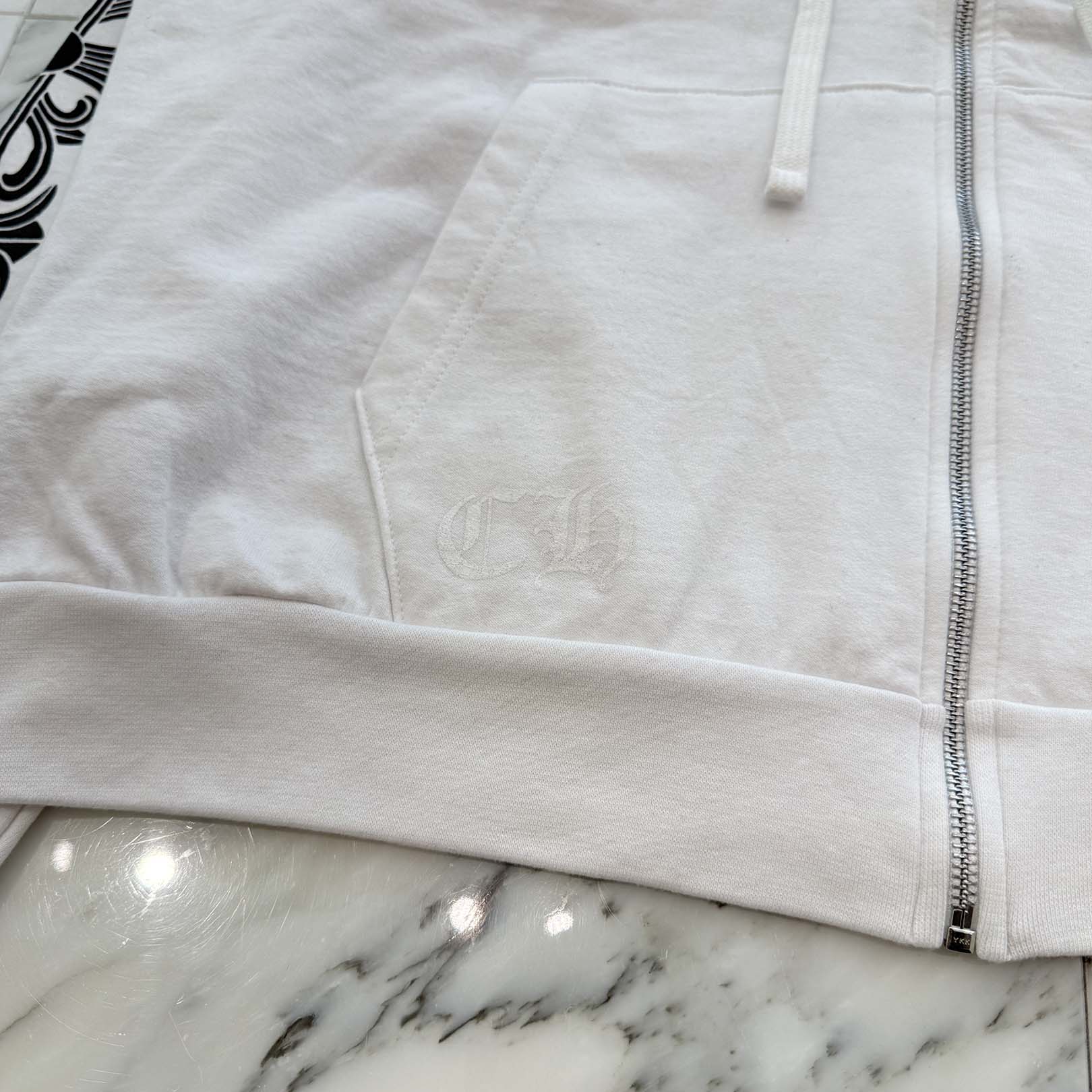 CHROME HEARTS Floral Cross Horseshoe Zip Up Hoodie Size L クロムハーツ フローラルクロス ホースシュー ジップアップフーディ サイズL