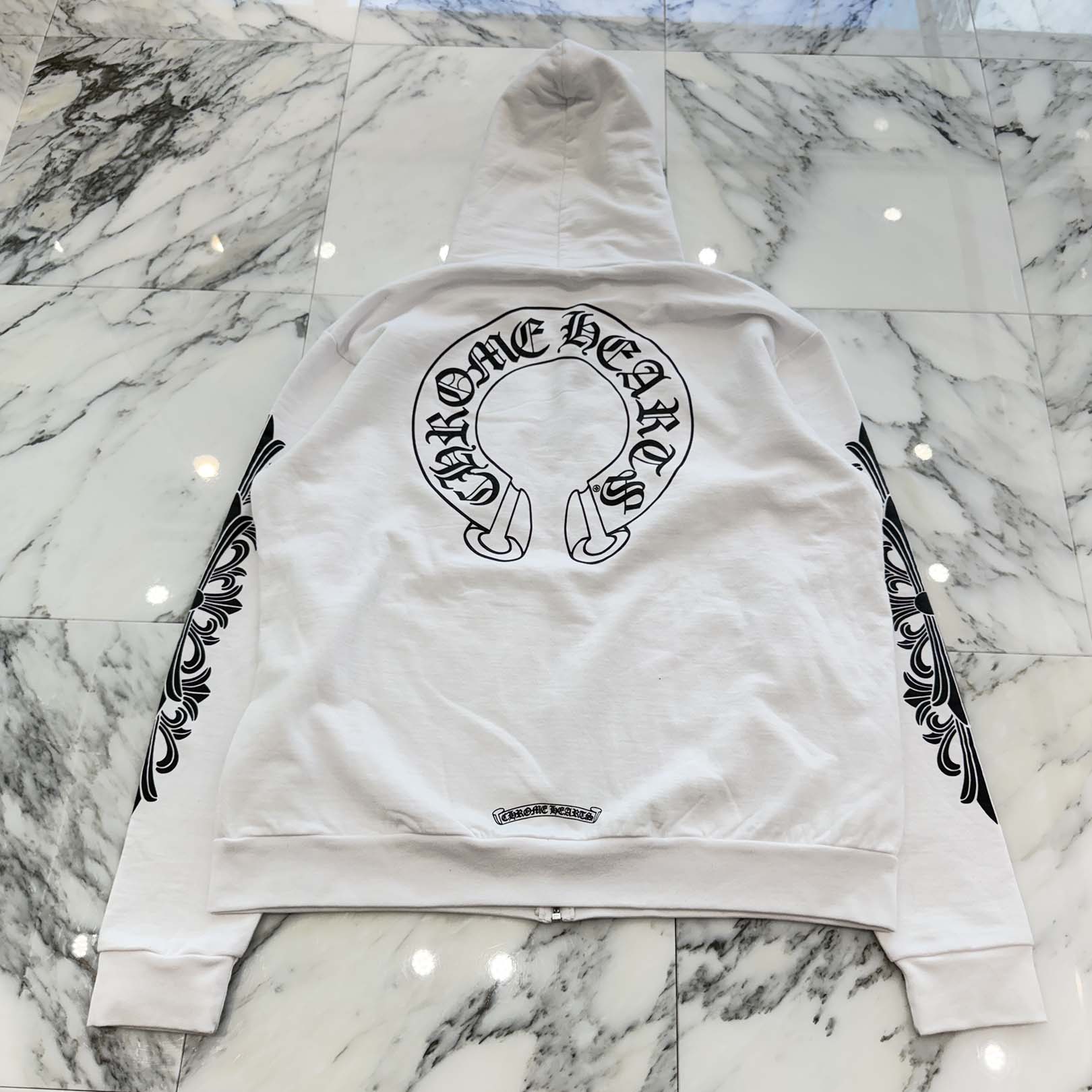 CHROME HEARTS Floral Cross Horseshoe Zip Up Hoodie Size L クロムハーツ フローラルクロス ホースシュー ジップアップフーディ サイズL