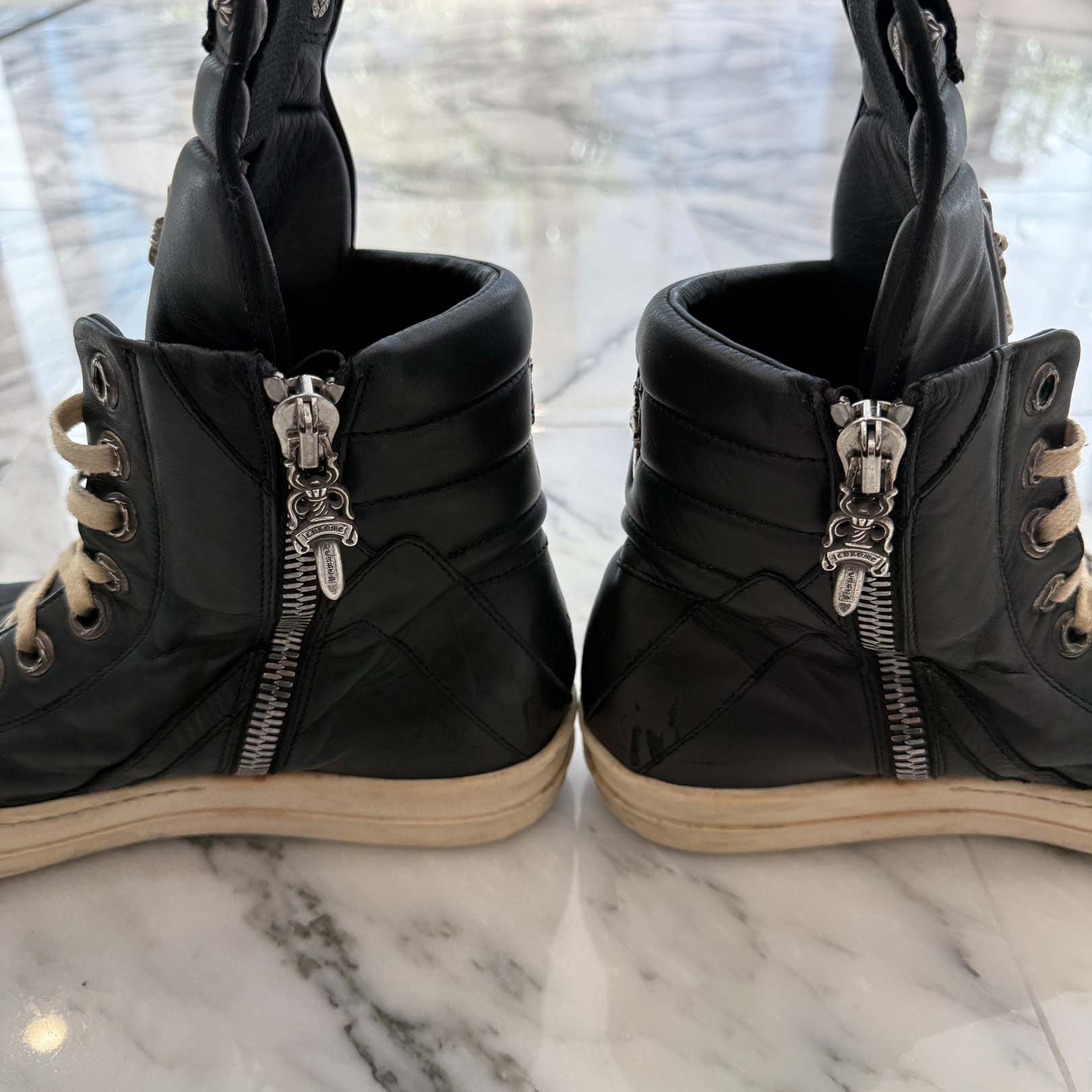 CHROME HEARTS × Rick Owens Geobasket Leather Sneakers Size 42 (約26.5cm) クロムハーツ×リックオーエンス ジオバスケット レザースニーカー サイズ42 (約26.5cm)