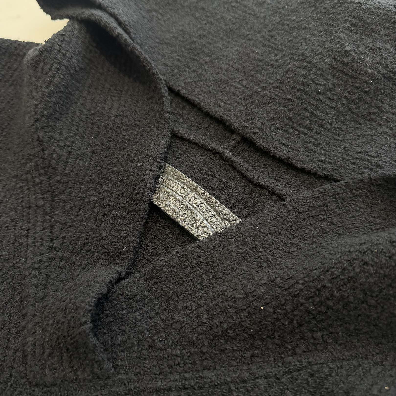 CHROME HEARTS Y NOT Harako Leather Cross Patch Knit Pullover Hoodie Size XSM/SML クロムハーツ ワイノット ハラコレザー クロスパッチ ニット プルオーバーフーディー サイズXSM/SML