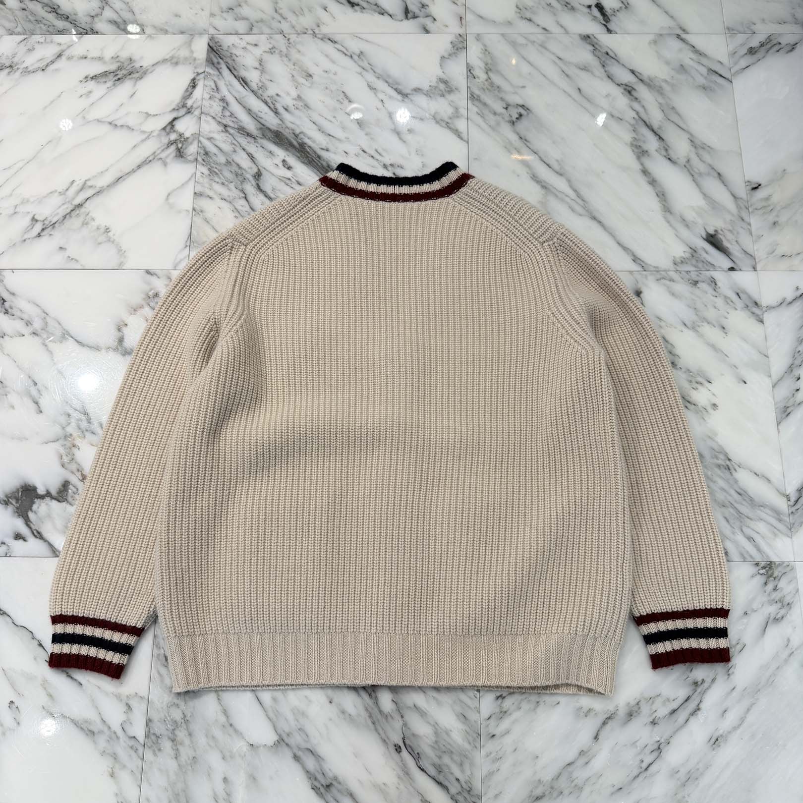 MIU MIU 2024AW Striped Detail Cashmere Cardigan MMF840 SOOO 138R Size 36 ミュウミュウ ストライプディテール カシミア カーディガン サイズ36