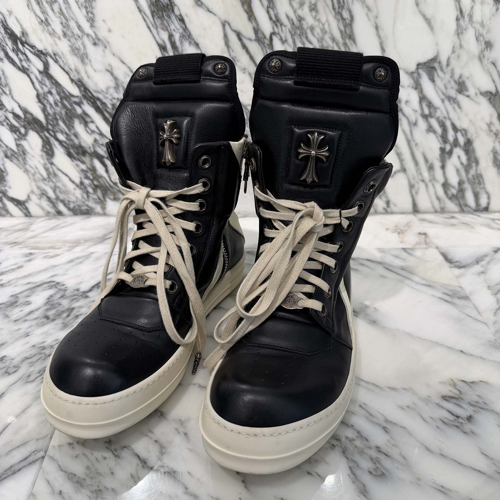 CHROME HEARTS × Rick Owens Geobasket Leather Sneakers Size 41 1/2 クロムハーツ×リックオーエンス ジオバスケット レザースニーカー サイズ41 1/2