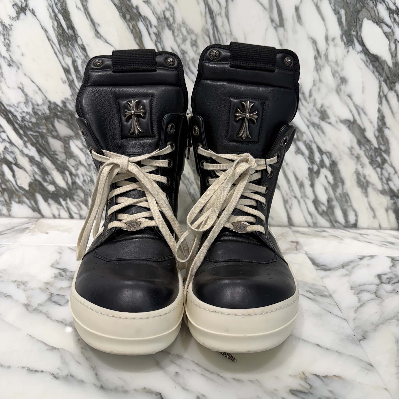 CHROME HEARTS × Rick Owens Geobasket Leather Sneakers Size 41 1/2 クロムハーツ×リックオーエンス ジオバスケット レザースニーカー サイズ41 1/2