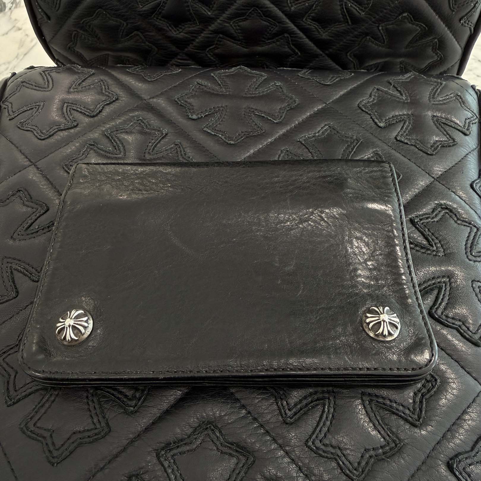 CHROME HEARTS 2 Zip Cross Ball Button Leather Wallet クロムハーツ