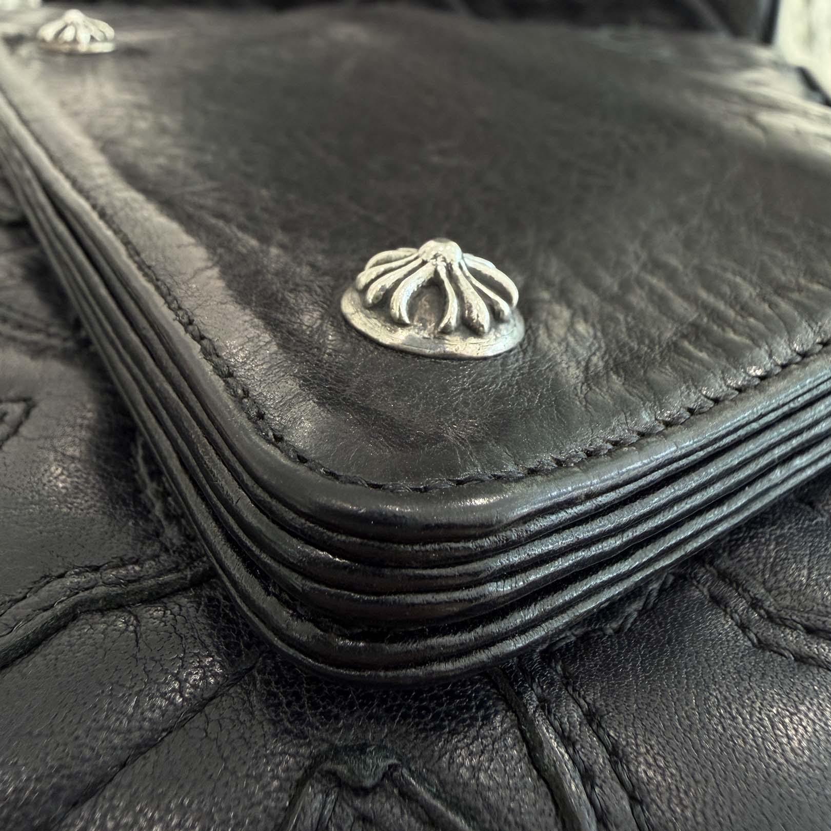 CHROME HEARTS 2 Zip Cross Ball Button Leather Wallet クロムハーツ 2ジップ クロスボールボタン レザーウォレット