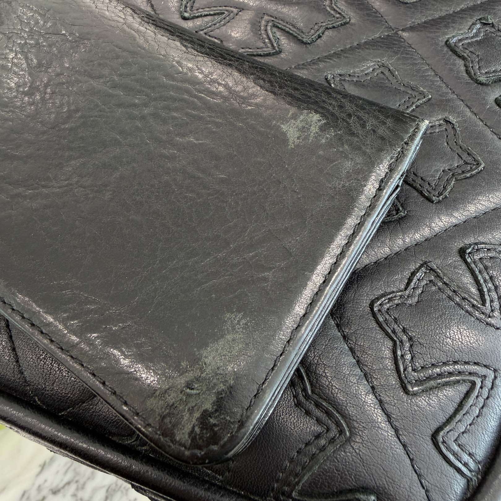 CHROME HEARTS 2 Zip Cross Ball Button Leather Wallet クロムハーツ 2ジップ クロスボールボタン レザーウォレット