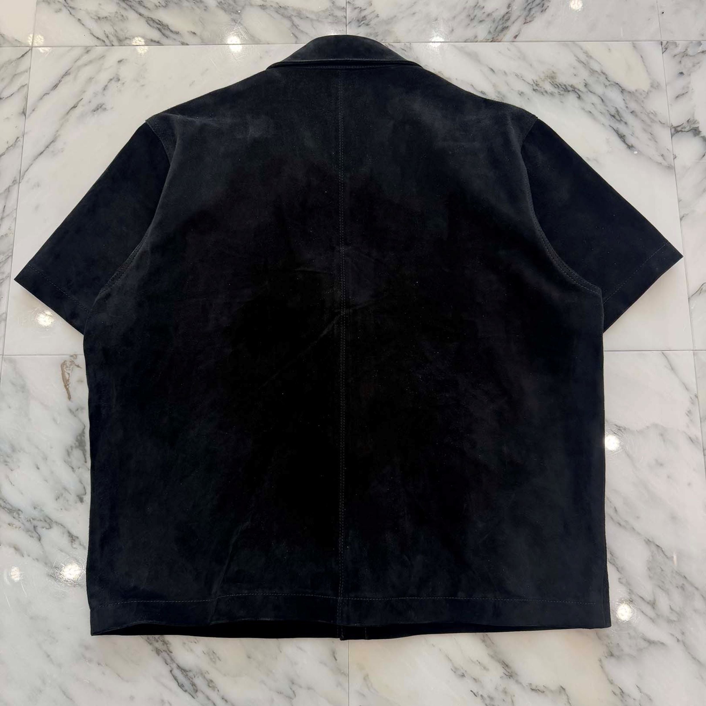 CHROME HEARTS Cross Ball Button Suede Leather Short Sleeve Shirt Size L クロムハーツ クロスボールボタン スエード レザー ショートスリーブシャツ サイズL