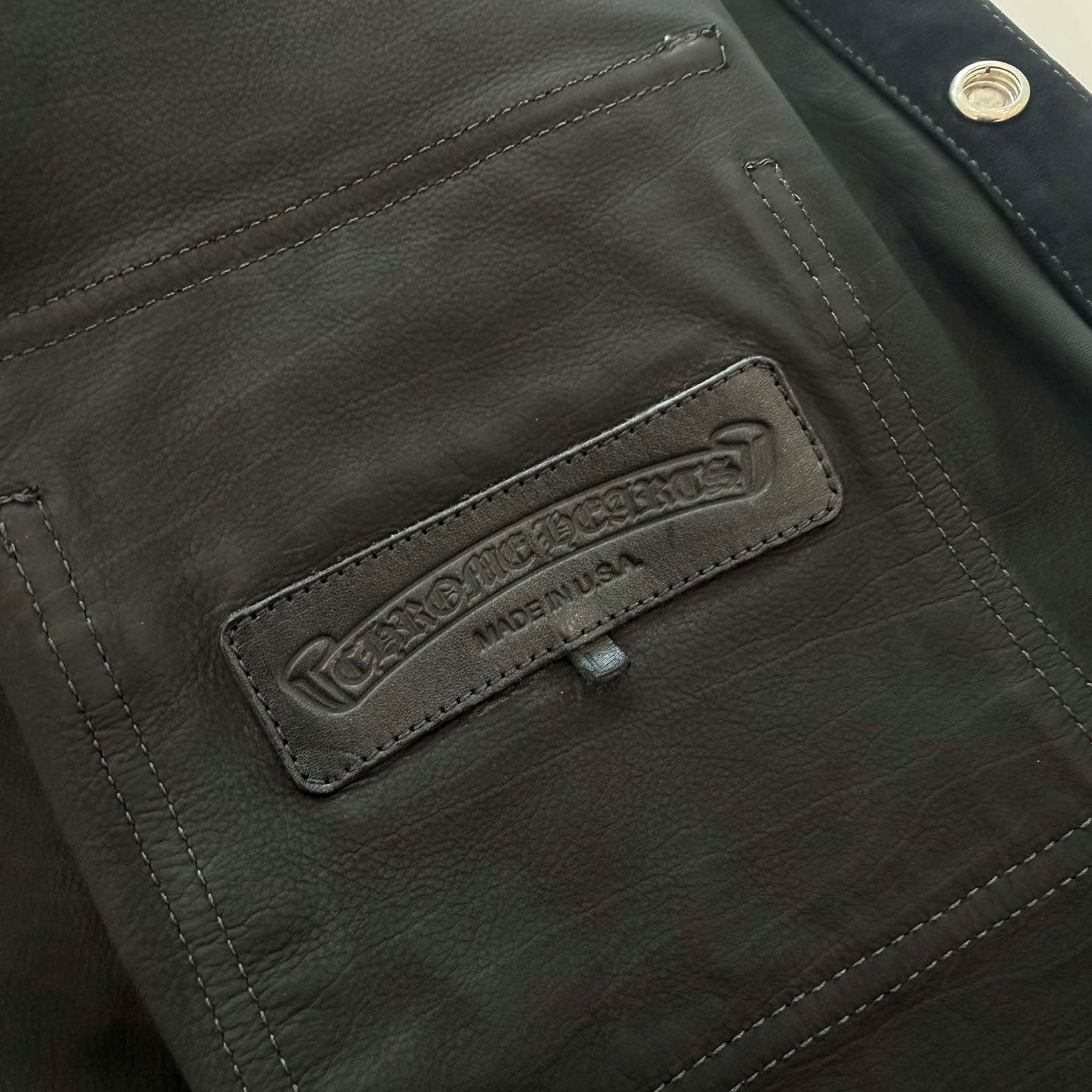 CHROME HEARTS Cross Ball Button Suede Leather Short Sleeve Shirt Size L クロムハーツ クロスボールボタン スエード レザー ショートスリーブシャツ サイズL