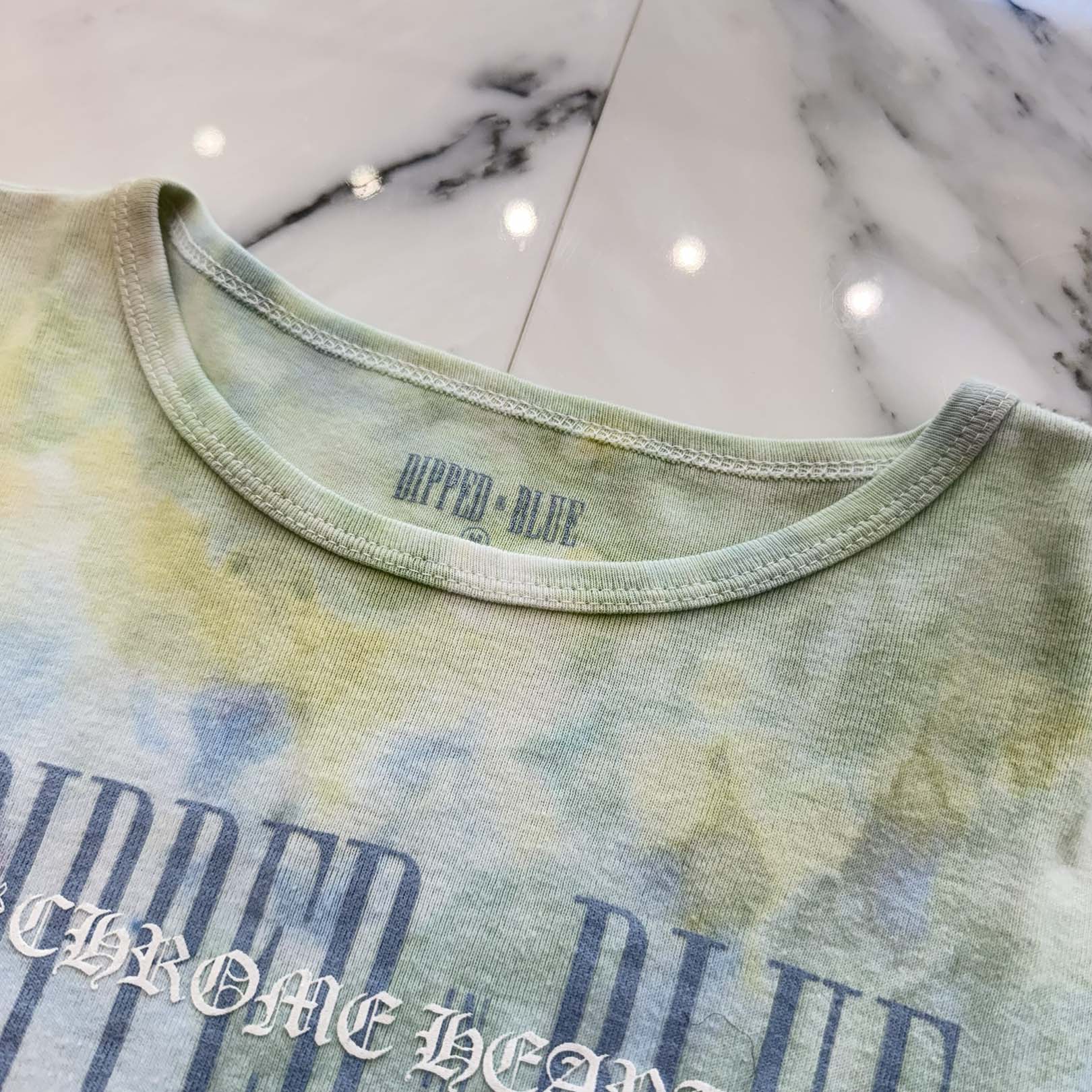 CHROME HEARTS × DIPPED IN BLUE Tie Dye Logo Print Cropped Tee Size M クロムハーツ × ディップドインブルー タイダイ柄 ロゴプリント クロップド Tシャツ サイズM