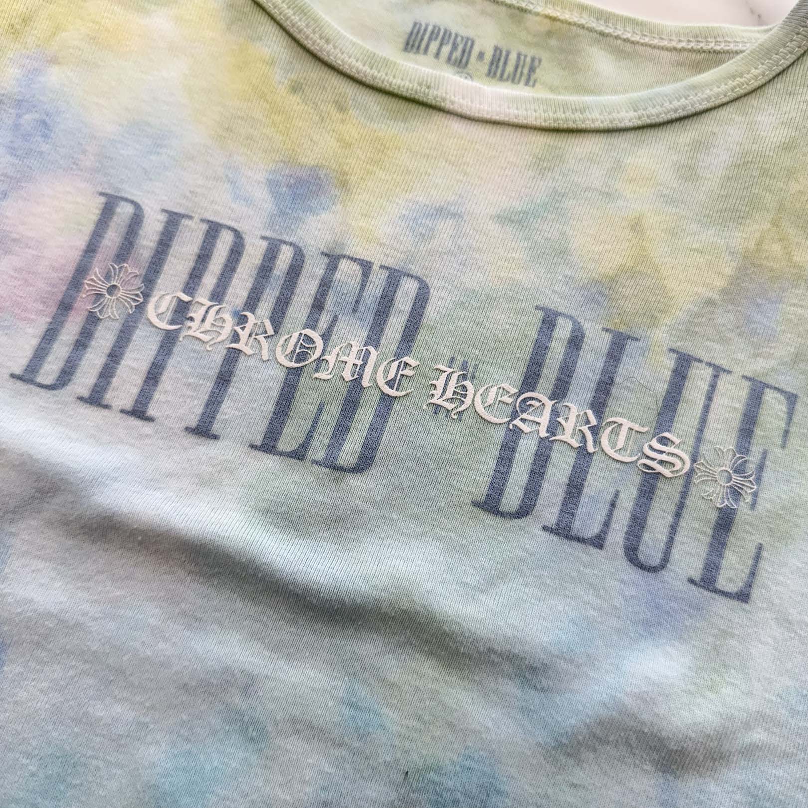 CHROME HEARTS × DIPPED IN BLUE Tie Dye Logo Print Cropped Tee Size M クロムハーツ × ディップドインブルー タイダイ柄 ロゴプリント クロップド Tシャツ サイズM