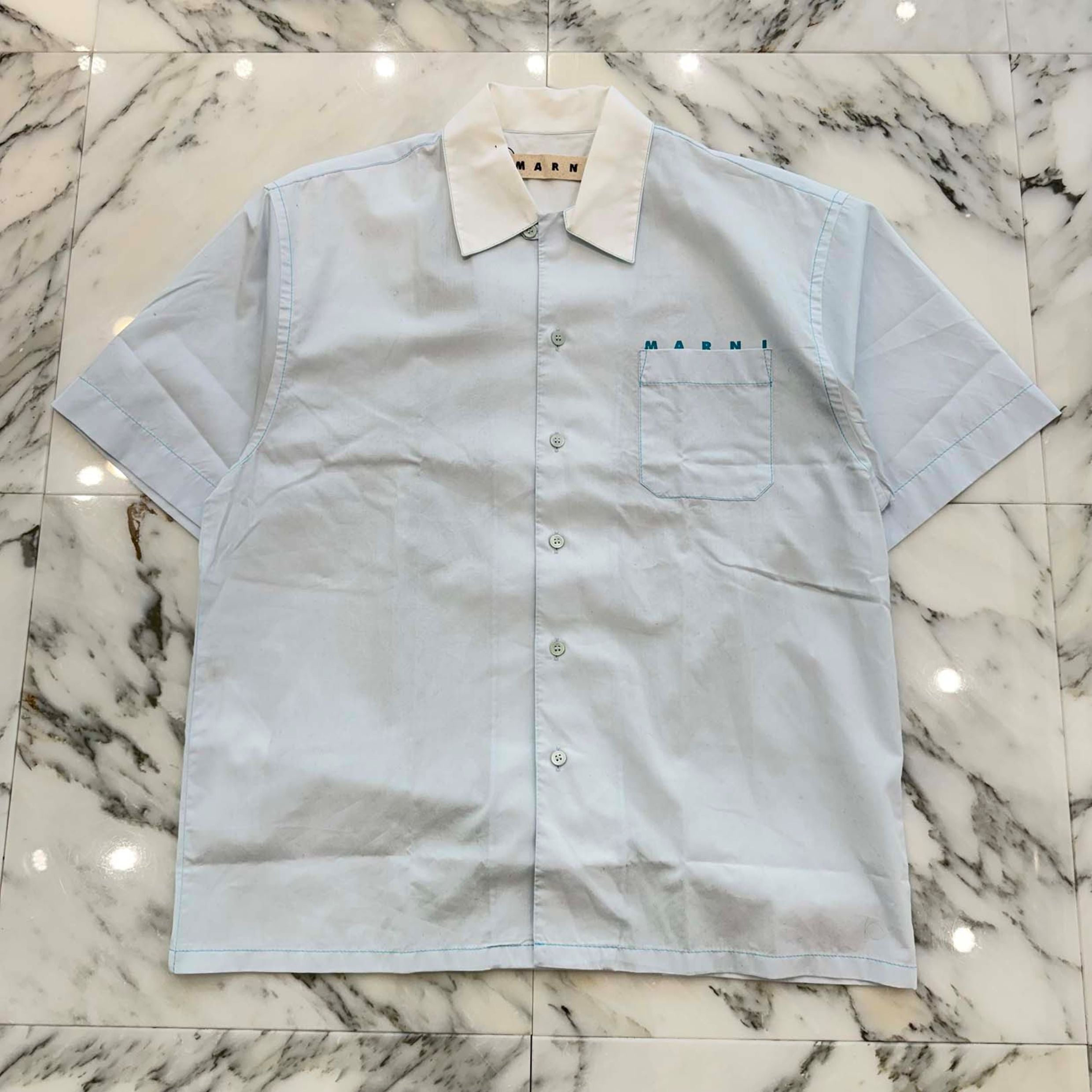 MARNI 2021SS Cotton Poplin Open Collar Short Sleeve Shirt CUMU0213P2 USCS57 Size 46 マルニ コットンポプリン オープンカラー ショートスリーブシャツ サイズ46