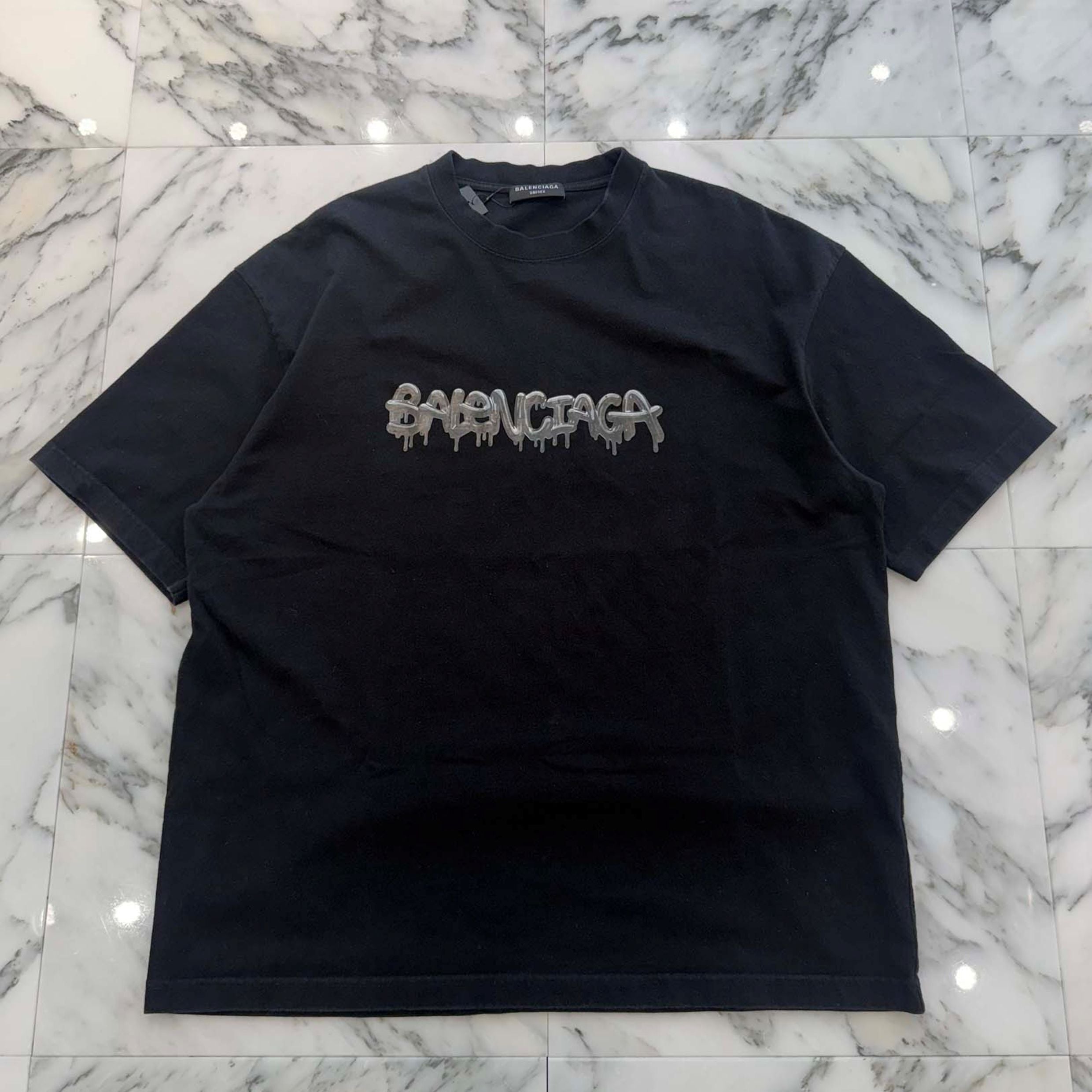 BALENCIAGA 2021AW Slime Graphic Logo Medium Fit Tee 612966 TLVF1 Size L バレンシアガ スライムグラフィックロゴ ミディアムフィットTシャツ サイズL