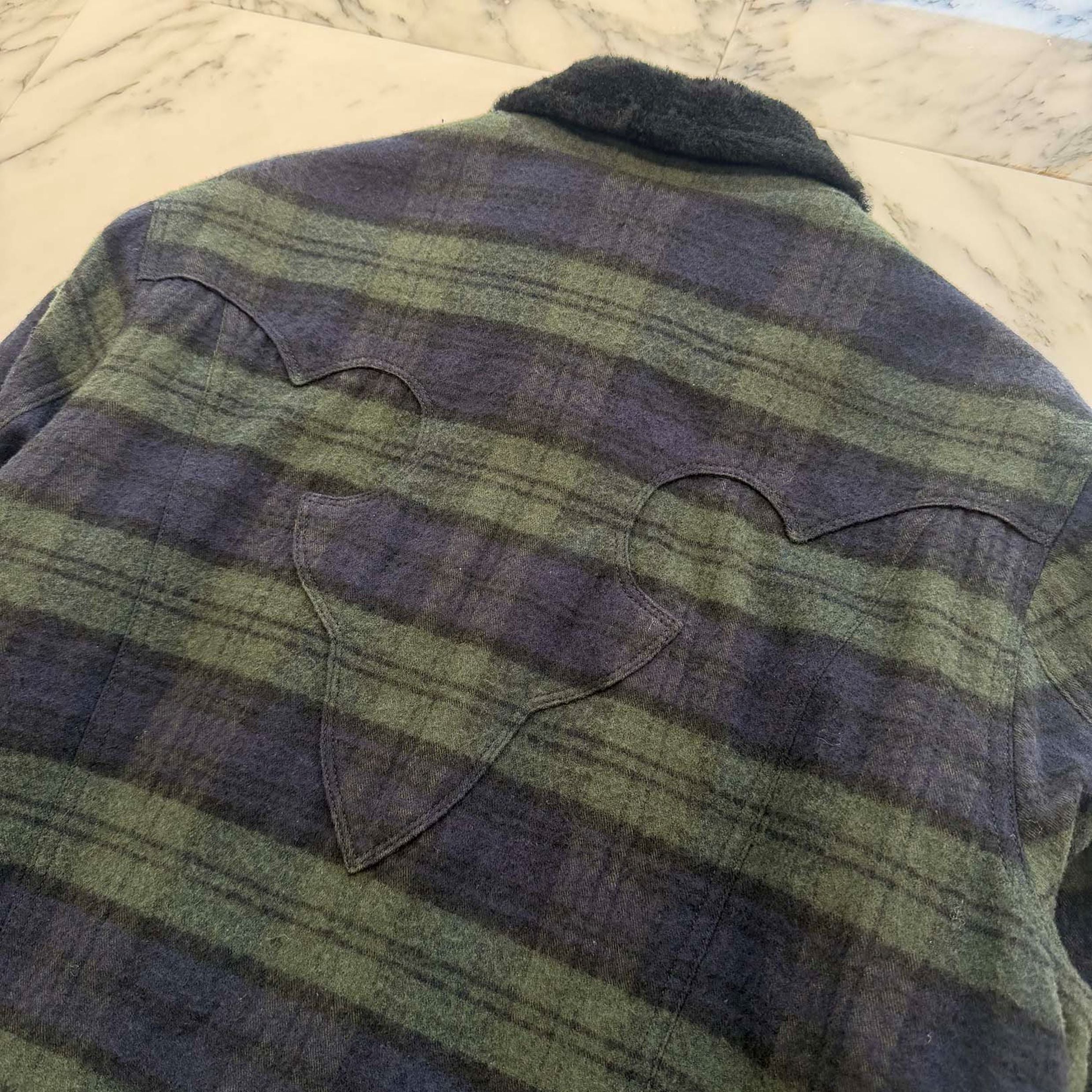 CHROME HEARTS Y NOT Back Flare Knee Cross Ball Button Flannel Check Shirt Jacket Size L クロムハーツ ワイノット バックフレアニークロスボールボタン フランネルチェック シャツジャケット サイズL