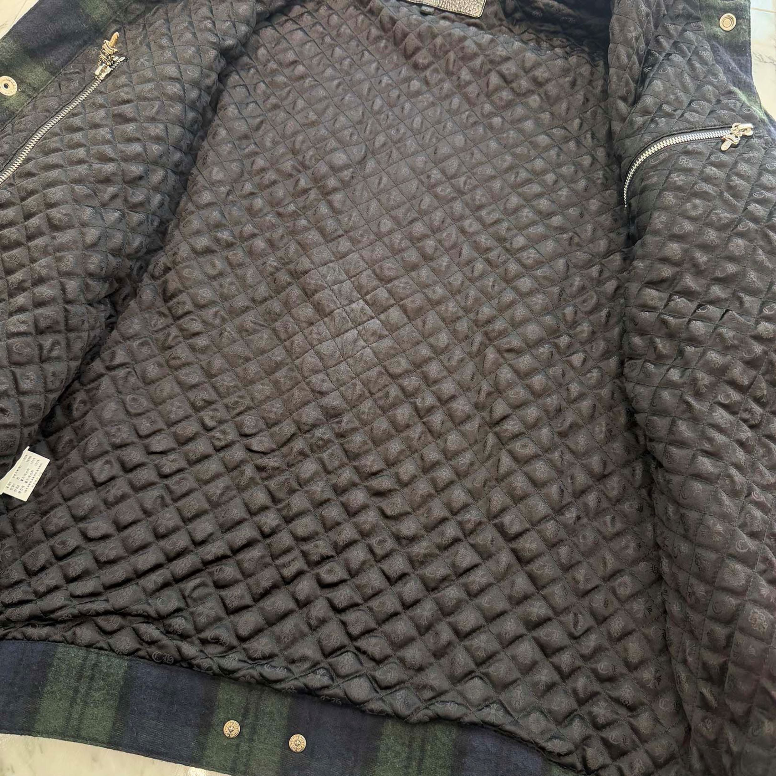 CHROME HEARTS Y NOT Back Flare Knee Cross Ball Button Flannel Check Shirt Jacket Size L クロムハーツ ワイノット バックフレアニークロスボールボタン フランネルチェック シャツジャケット サイズL