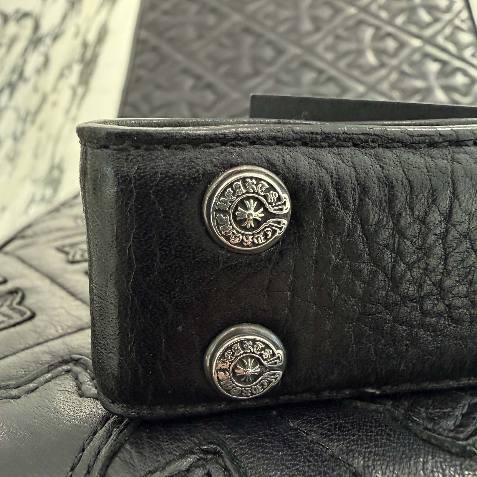 CHROME HEARTS 1.5 STRAP Horseshoe Rivet Leather Belt Size 30 クロムハーツ 1.5ストラップ ホースシューリベット レザーベルト サイズ30