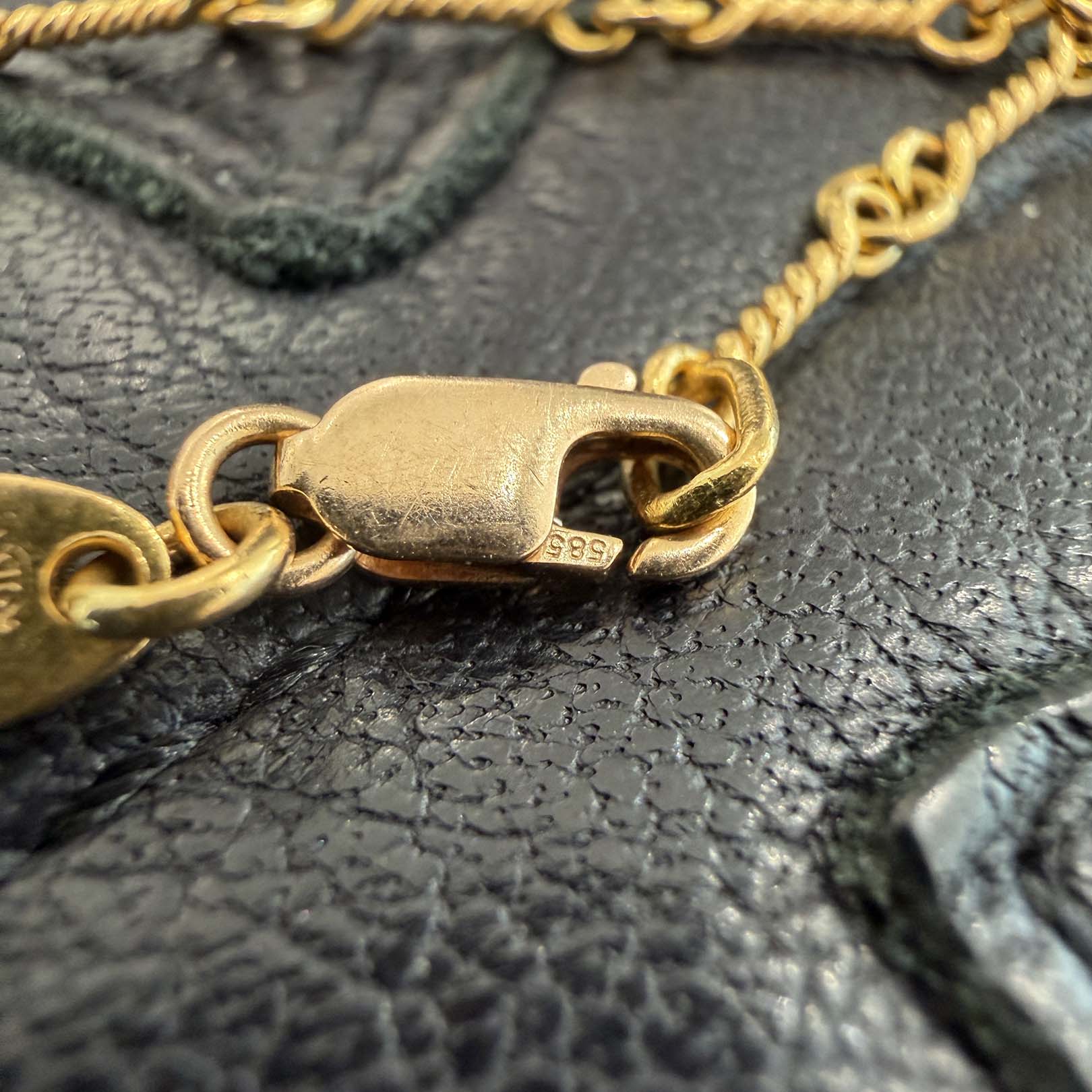 CHROME HEARTS 22K Classic Oval Cross Pendent Top Pave Diamond × 22K Twist Chain Necklace Size 18 Inch クロムハーツ 22K クラシック オーバルクロス ペンダントトップ パヴェダイヤモンド× 22K ツイストチェーン ネックレス サイズ18インチ