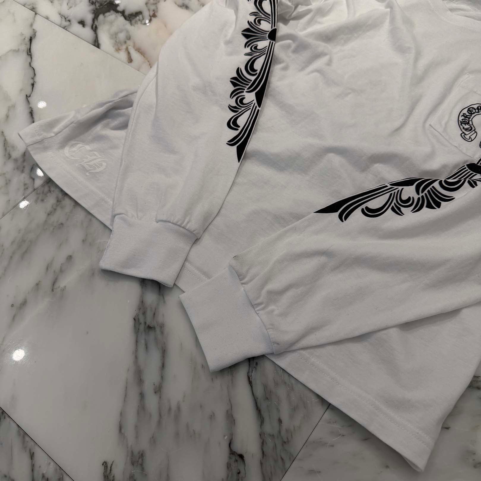 CHROME HEARTS Floral Cross Horseshoe Long Sleeve Tee Size L クロム