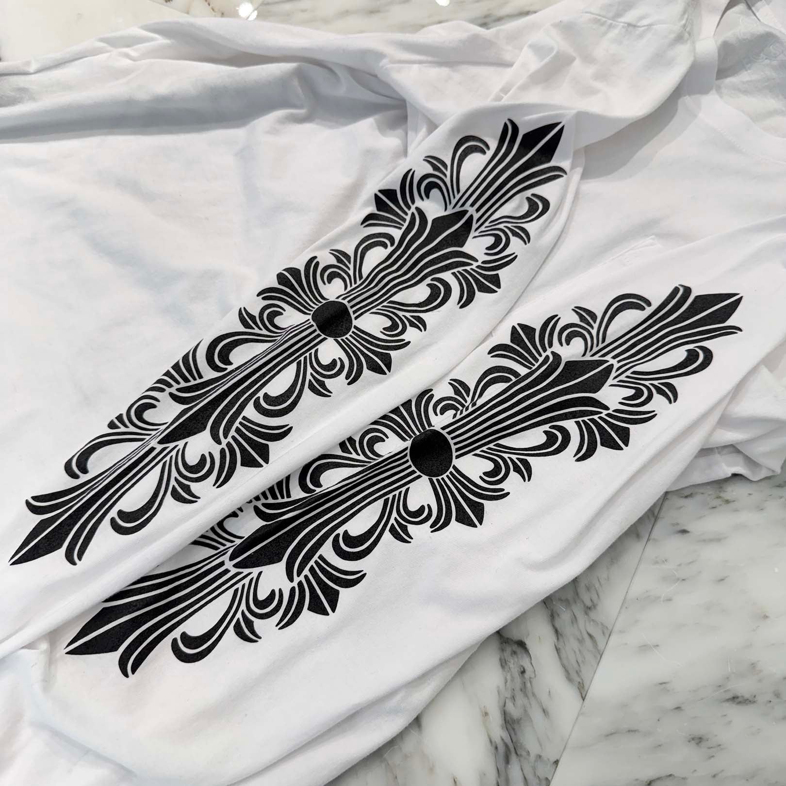 CHROME HEARTS Floral Cross Horseshoe Long Sleeve Tee Size L クロムハーツ フローラルクロス ホースシュー ロングスリーブTシャツ サイズL