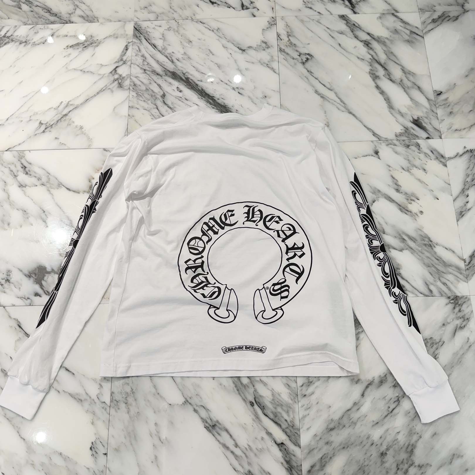 CHROME HEARTS Floral Cross Horseshoe Long Sleeve Tee Size L クロム