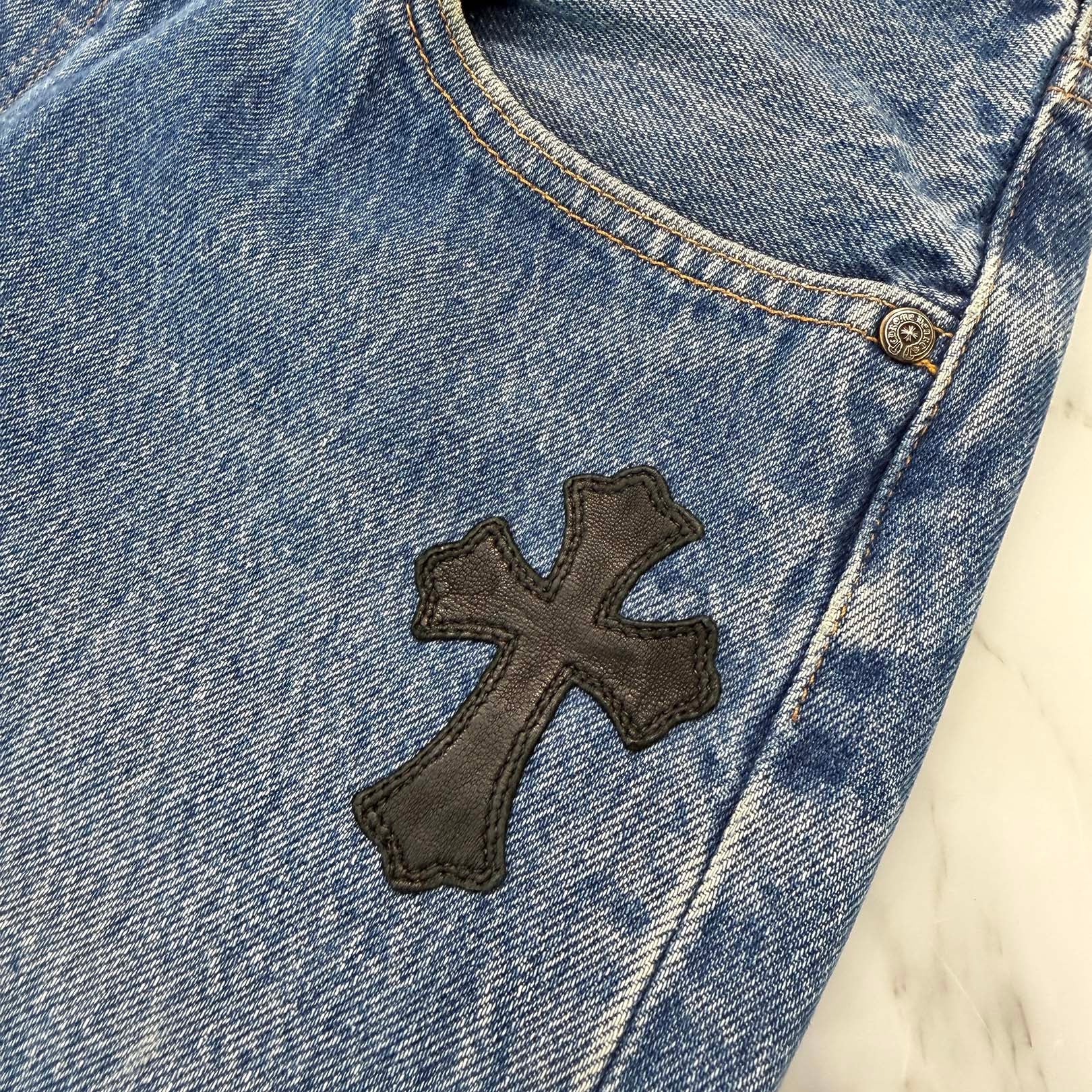 CHROME HEARTS × Levi's 501 VNTG Leather Cross Patch Jeans Size 34 クロムハーツ × リーバイス 501 ヴィンテージ レザークロスパッチ ジーンズ デニムパンツ サイズ34