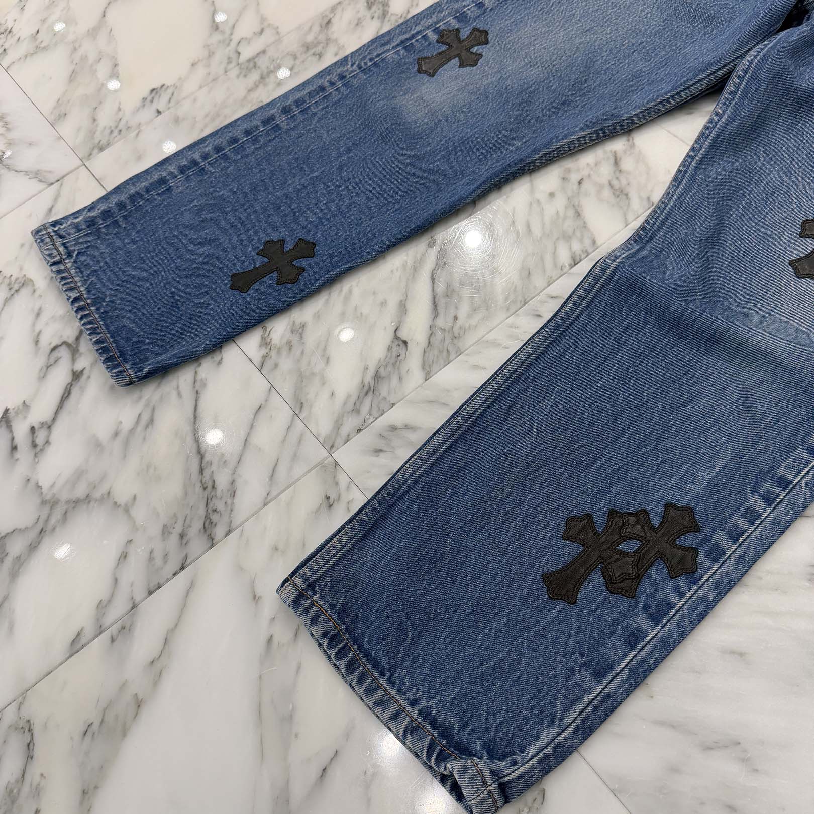 CHROME HEARTS × Levi's 501 VNTG Leather Cross Patch Jeans Size 34 クロムハーツ × リーバイス 501 ヴィンテージ レザークロスパッチ ジーンズ デニムパンツ サイズ34