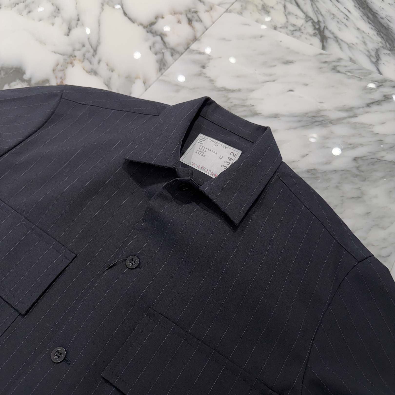 sacai 2024SS Chalk Stripe Short Sleeve Shirt 24-03342M Size 1 サカイ チョークストライプ ショートスリーブシャツ サイズ1
