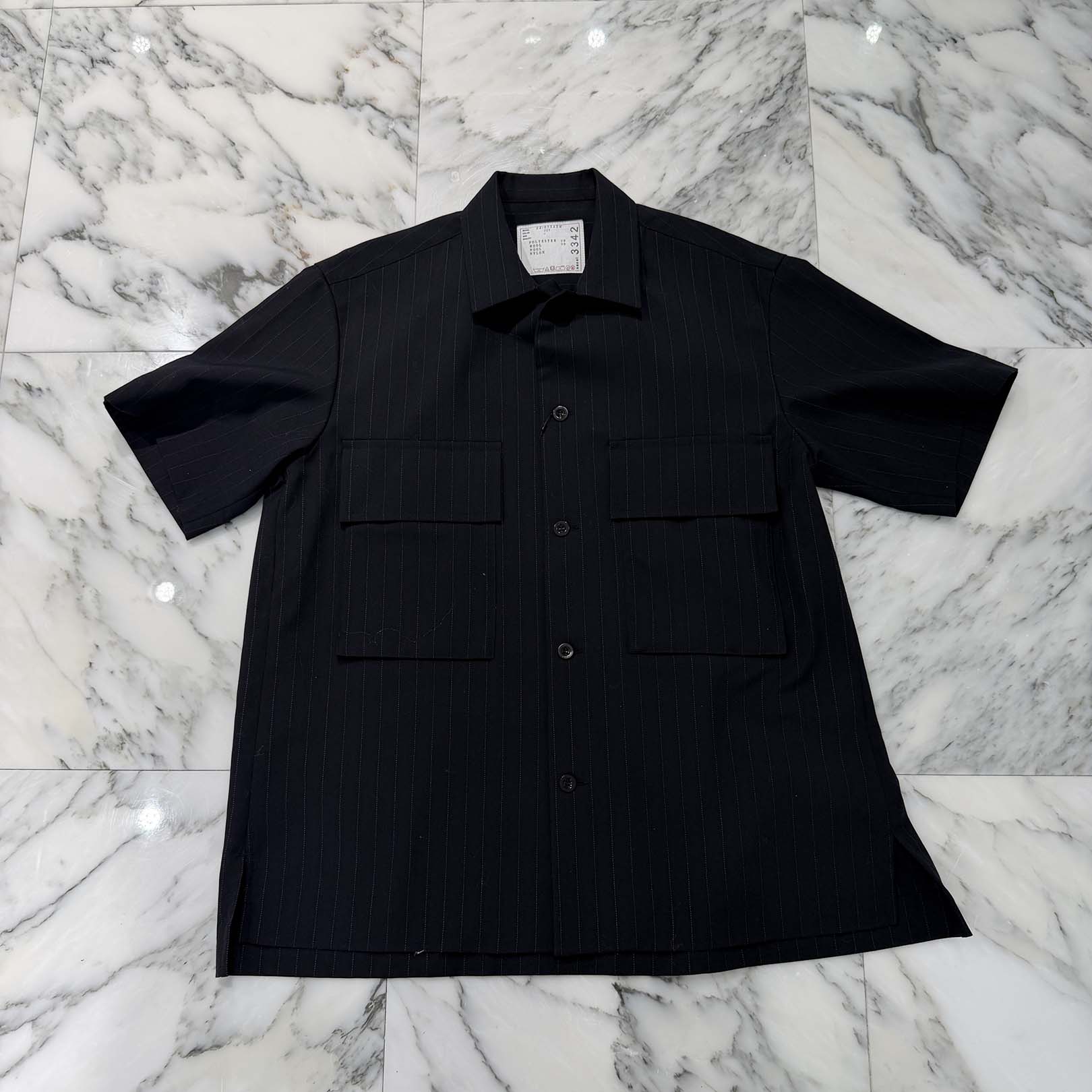 sacai 2024SS Chalk Stripe Short Sleeve Shirt 24-03342M Size 1 サカイ チョークストライプ ショートスリーブシャツ サイズ1