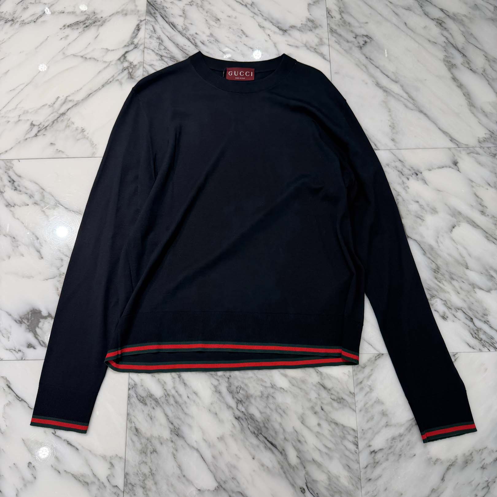 GUCCI 2025SS Web Stripe Wool Knit Sweater 814531 XKEJ1 Size XL グッチ ウェブストライプ ウールニットセーター サイズXL